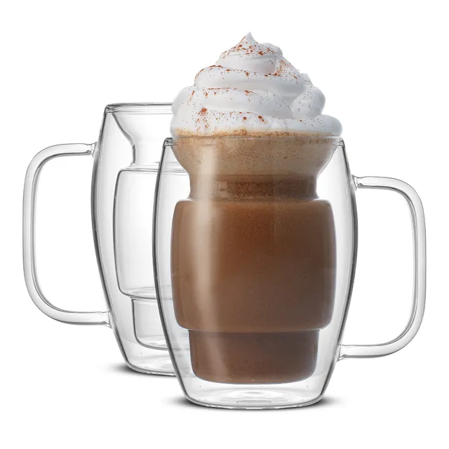 JoyJolt Cadus Double Wall mug verre 46 cl lot de 2
