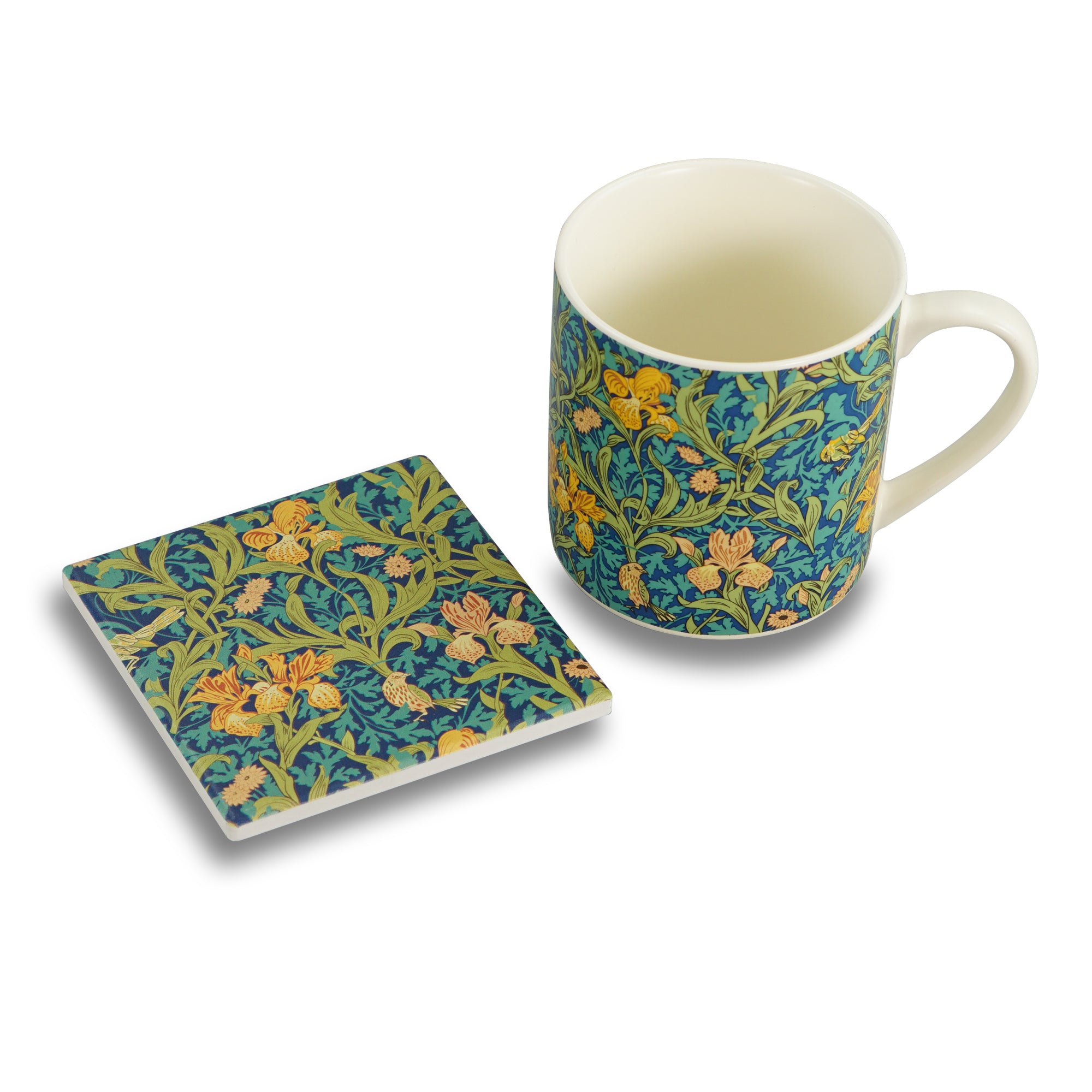 Arts & Crafts Society Dessous de verre Iris vert céramique