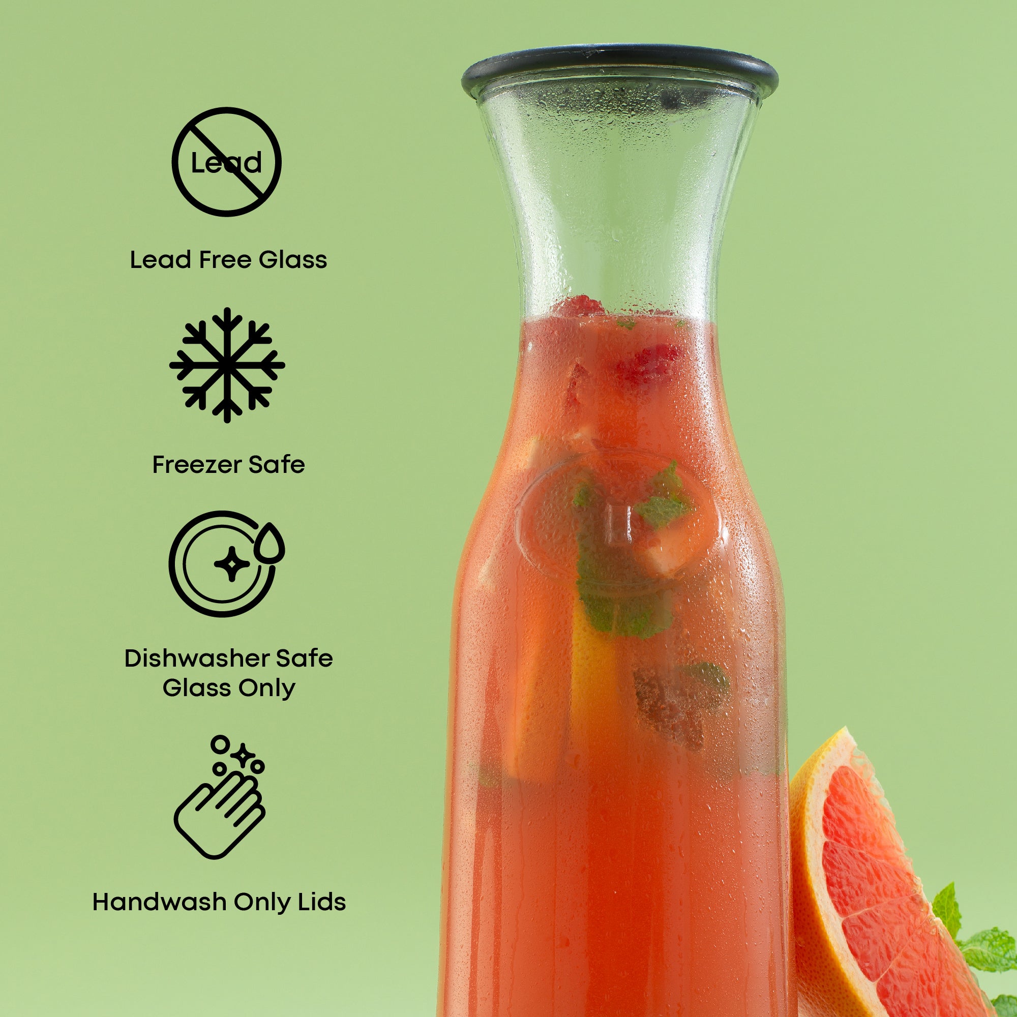 JoyJolt Hali carafes verre 106 cl lot 3 avec couvercles