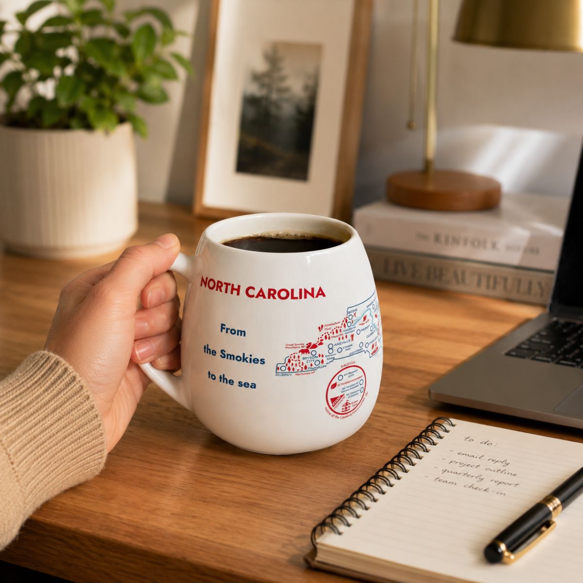Trouvaille Global North Carolina Map mug à colorier