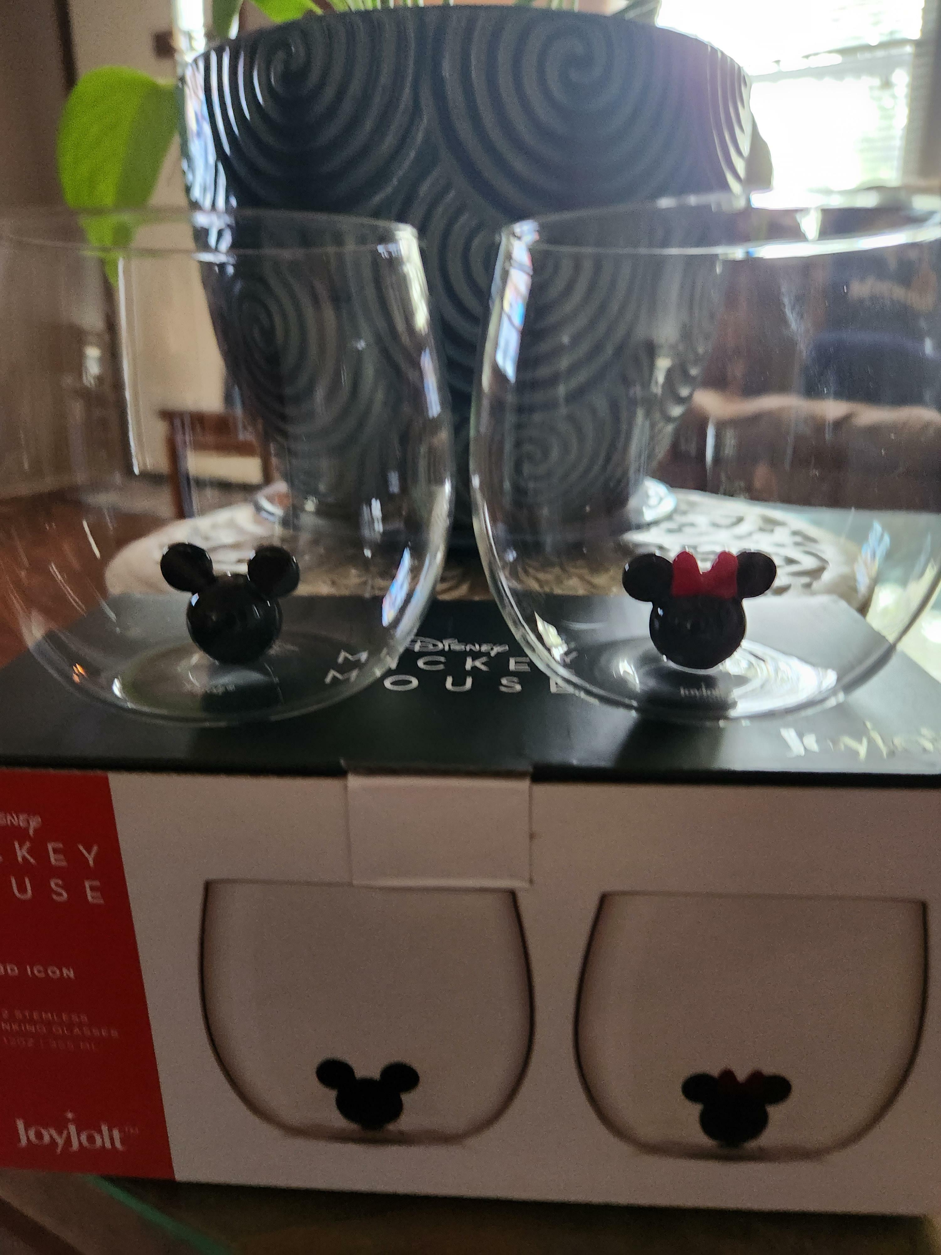 JoyJolt Mickey Minnie verres lot de 2 39 cl 3D blanc