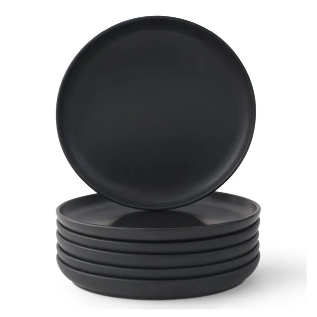 JoyJolt Mesa assiettes dessert grès noir mat 6 pièces 20 cm