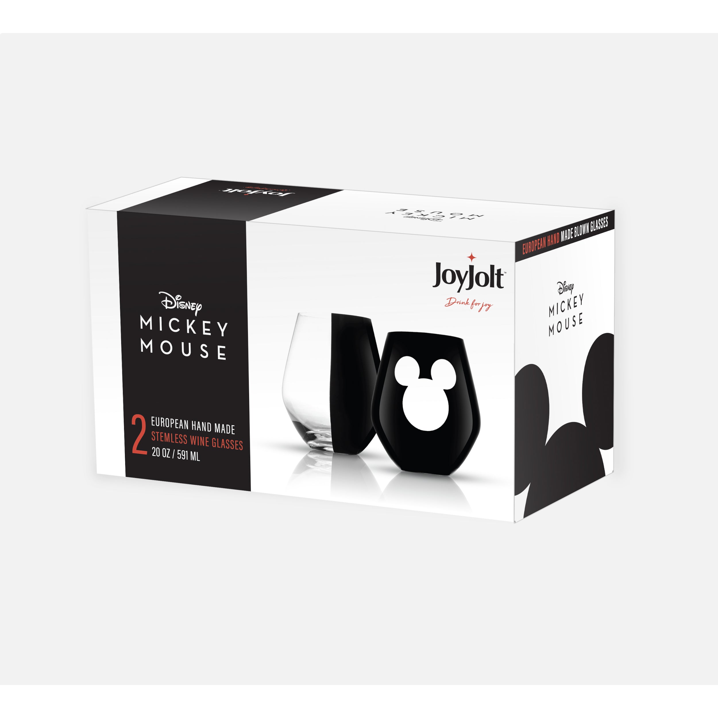 JoyJolt Disney Luxury Mickey Mouse verre sans pied cristal 57cl lot 2