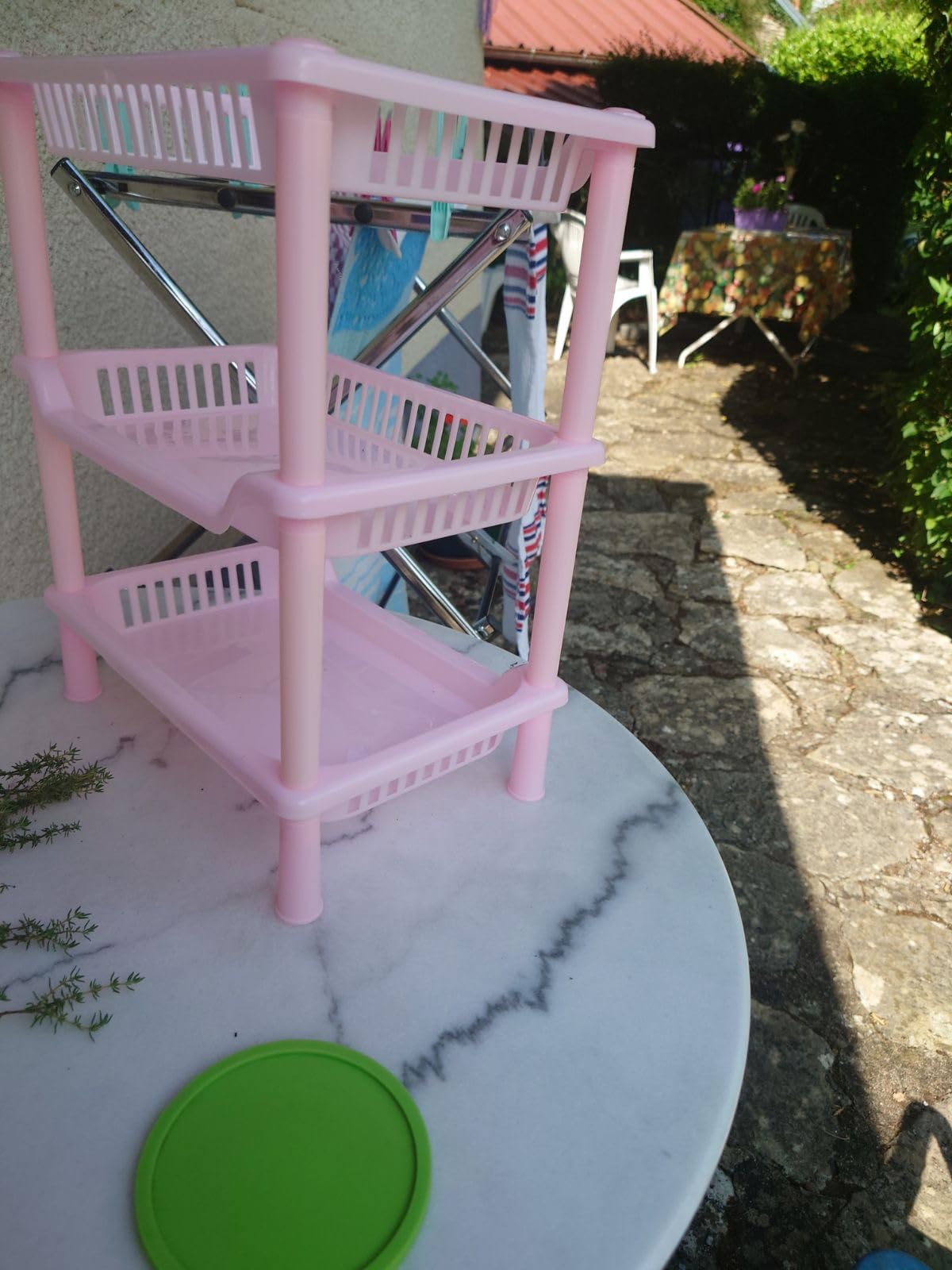 Alipis étagère rangement plastique rose 3 niveaux