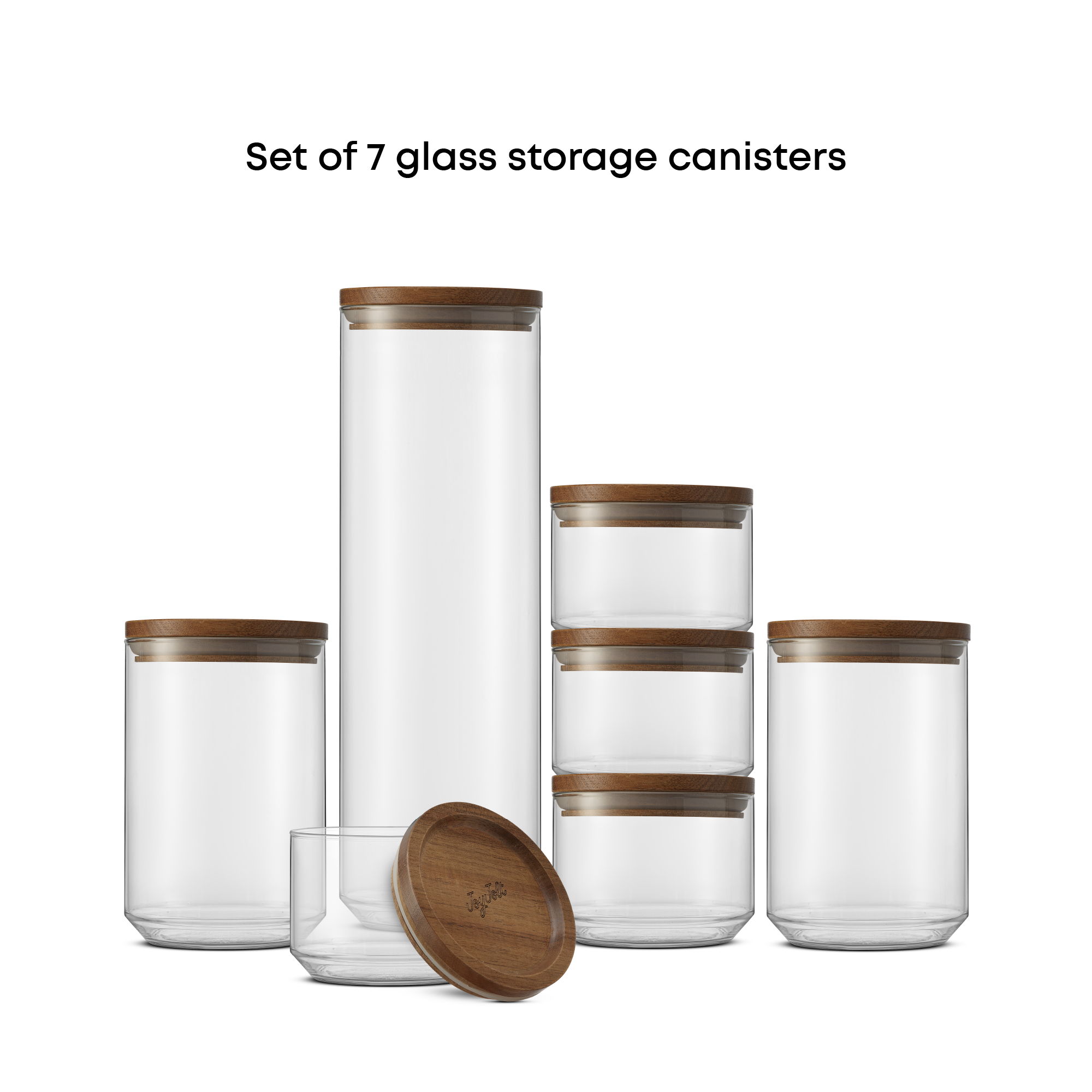 Holden bocaux verre lot de 7 couvercles bois hermétiques