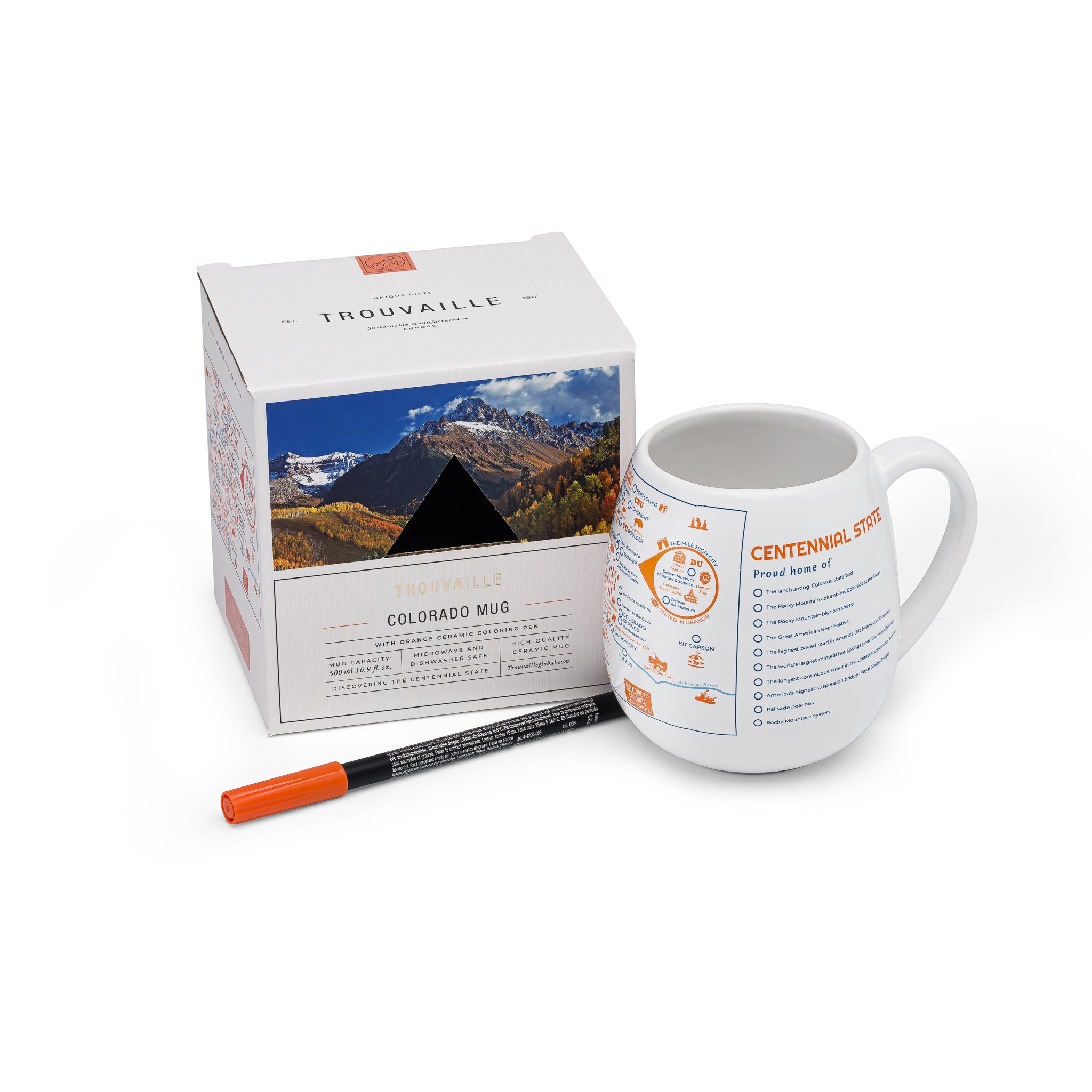 Trouvaille Global Colorado Map mug à colorier souvenir