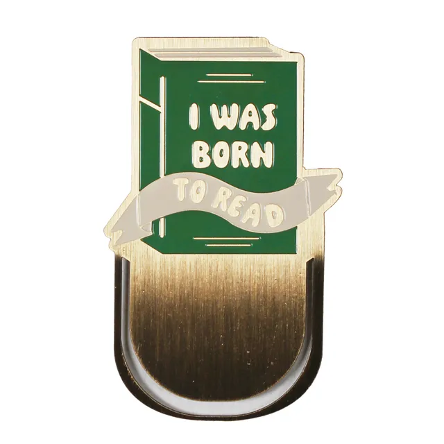 Marque-page Pulteney Press Born to Read métal vert