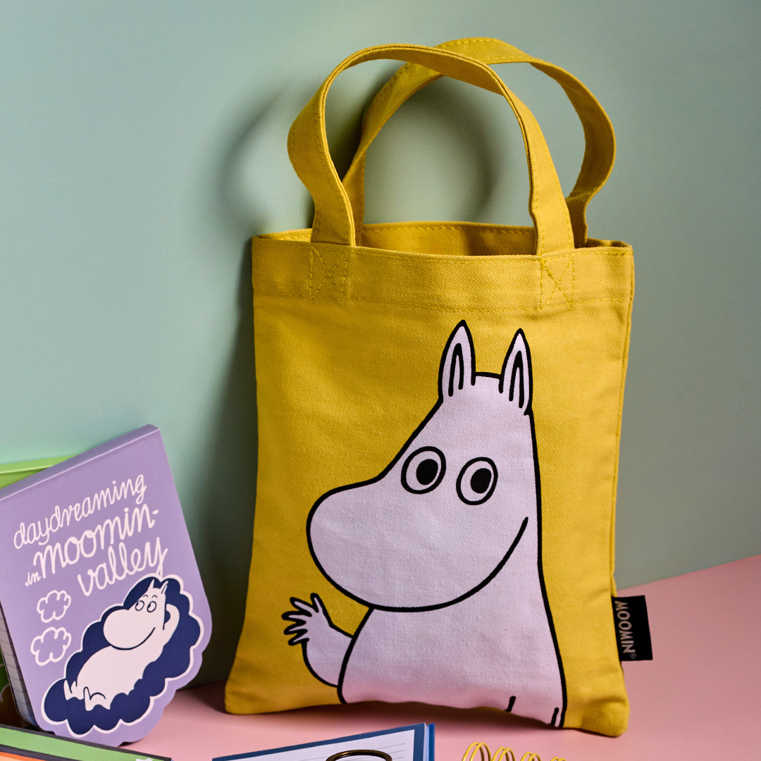 Moomin Daydreaming petit tote bag coton recyclé jaune