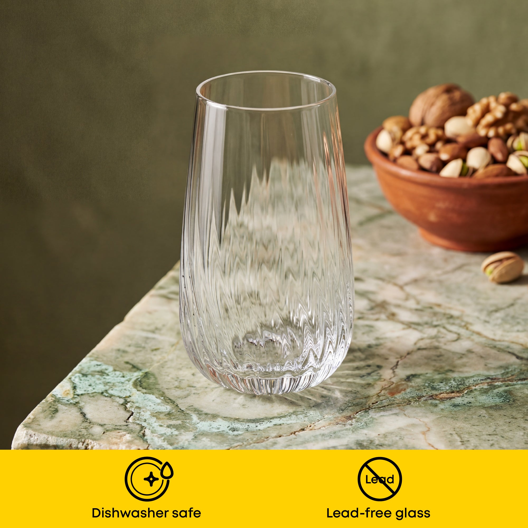 JoyJolt Flow Optic Swirl verres highball 4 x 56 cl striés