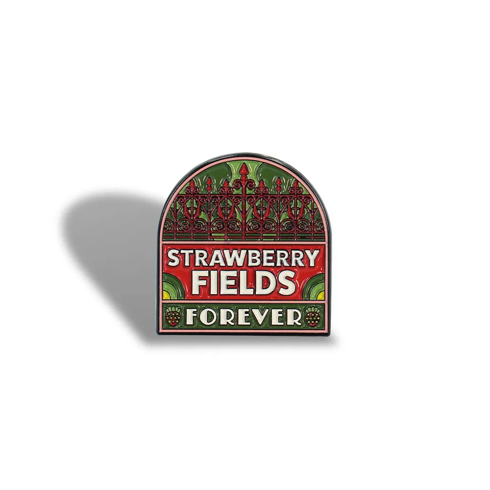 HMB Beatles Strawberry Fields pin's émail rouge