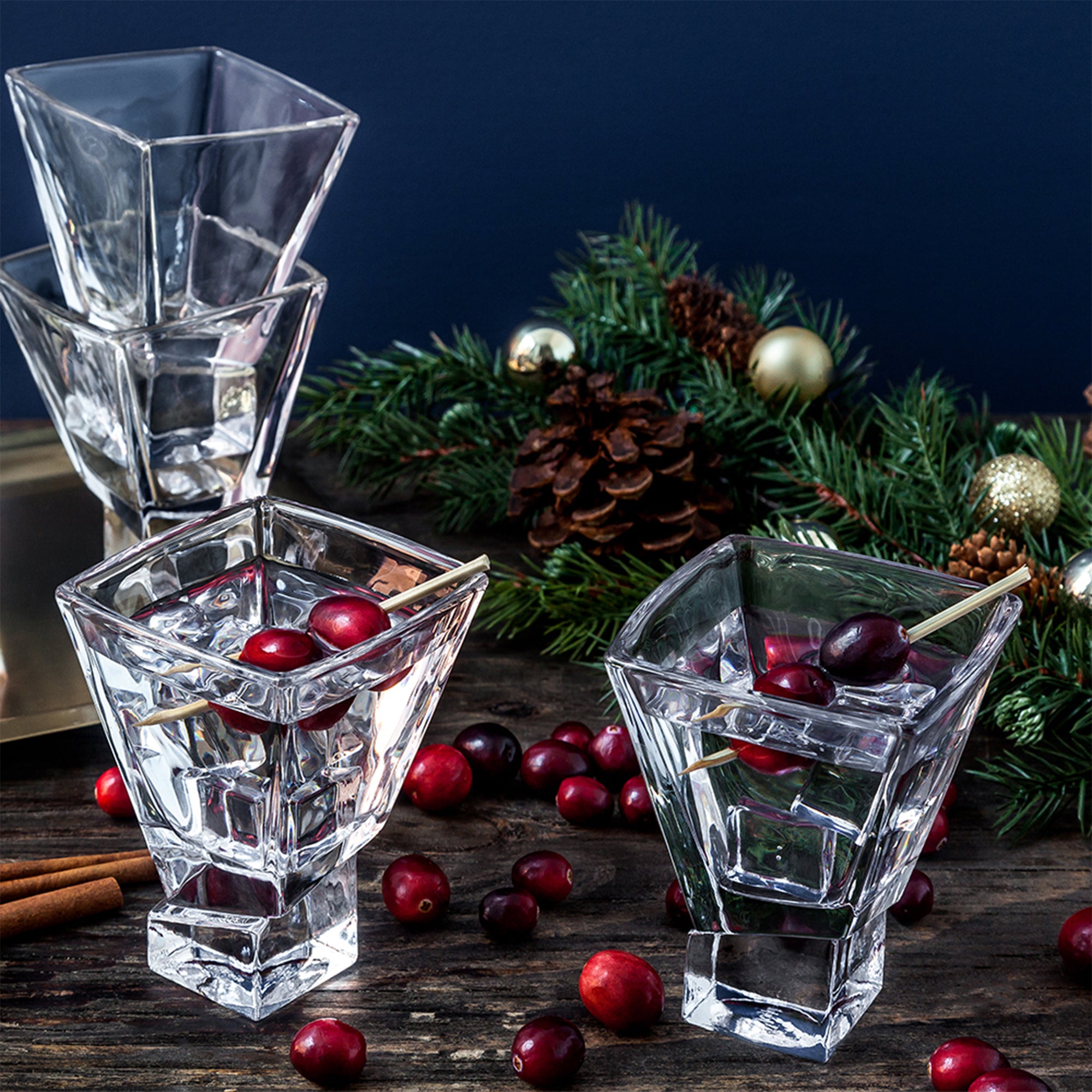 JoyJolt Carre verres à cocktail lot de 2 24 cl carrés
