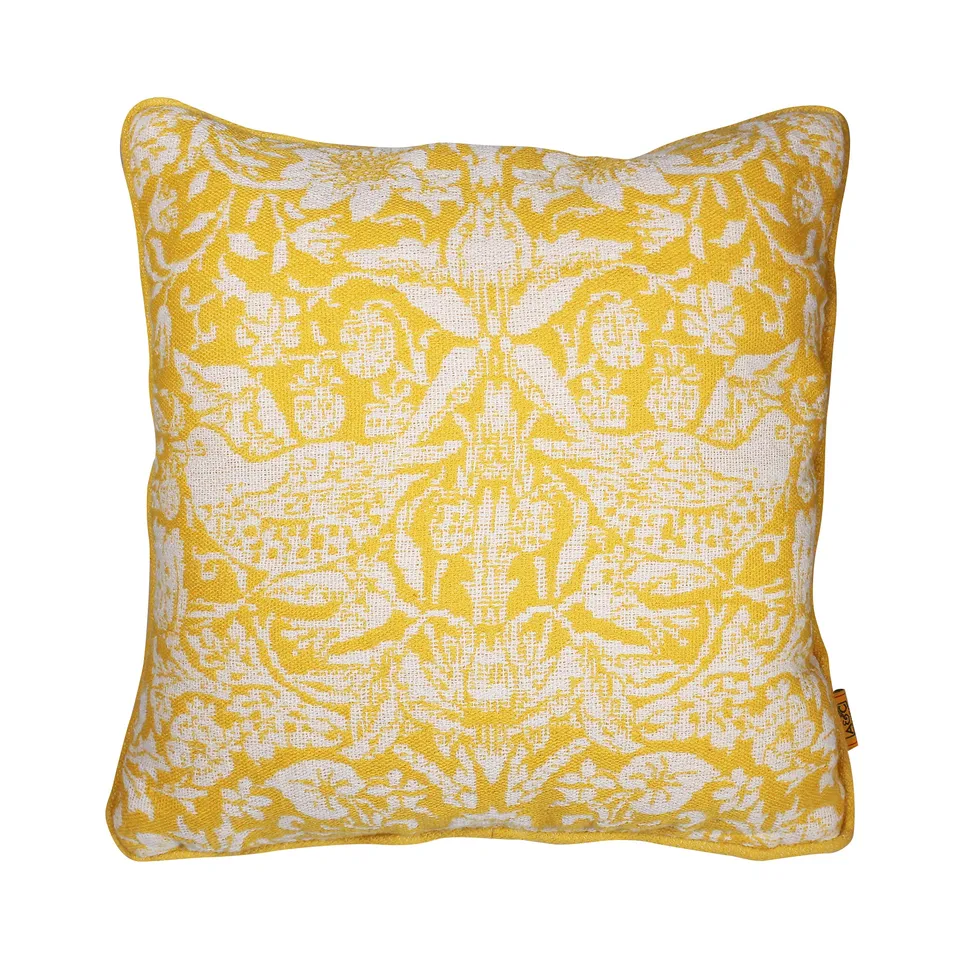 William Morris Strawberry Thief Quince coussin 40x40 jaune