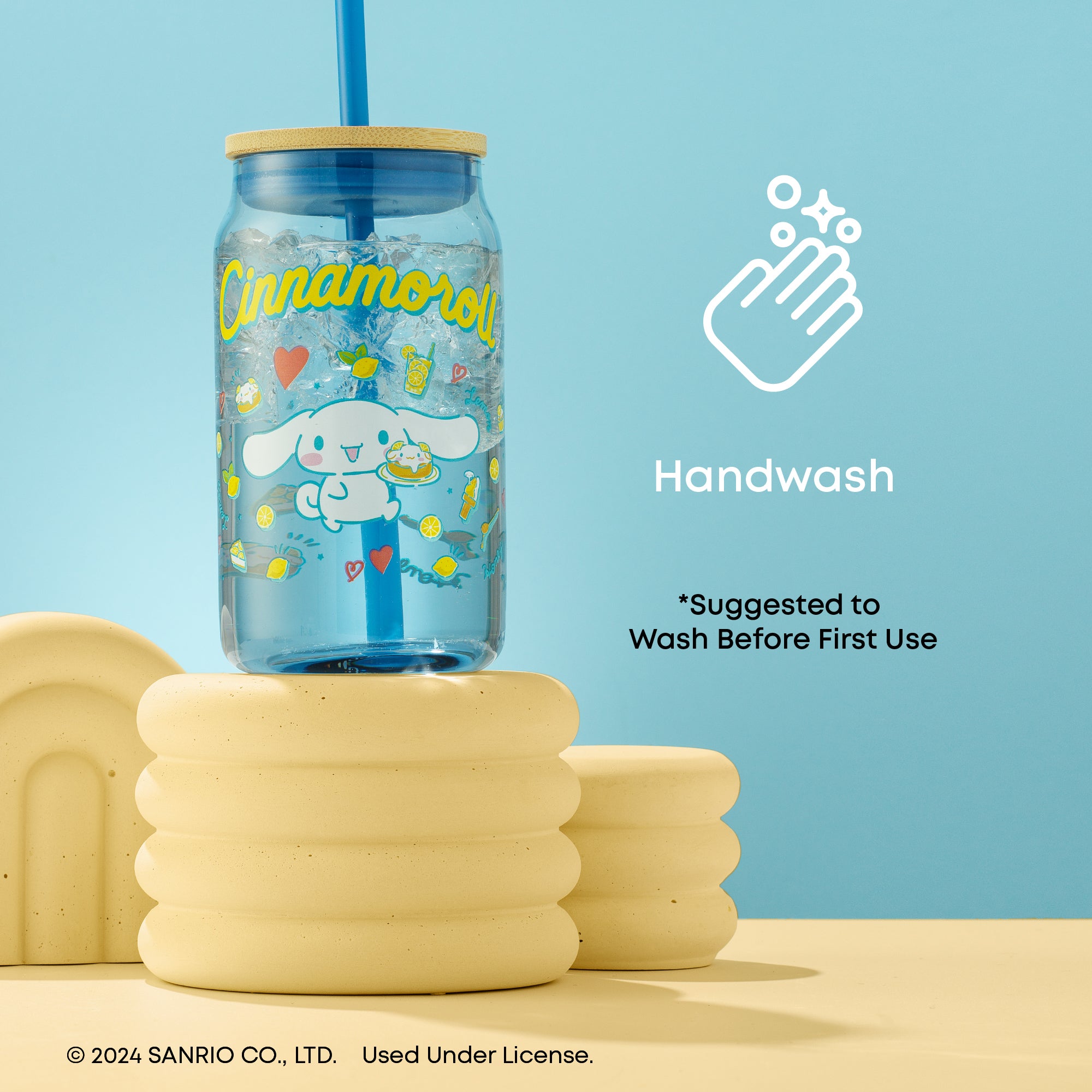 JoyJolt Hello Kitty Cinnamoroll verre canette 47 cl paille bambou