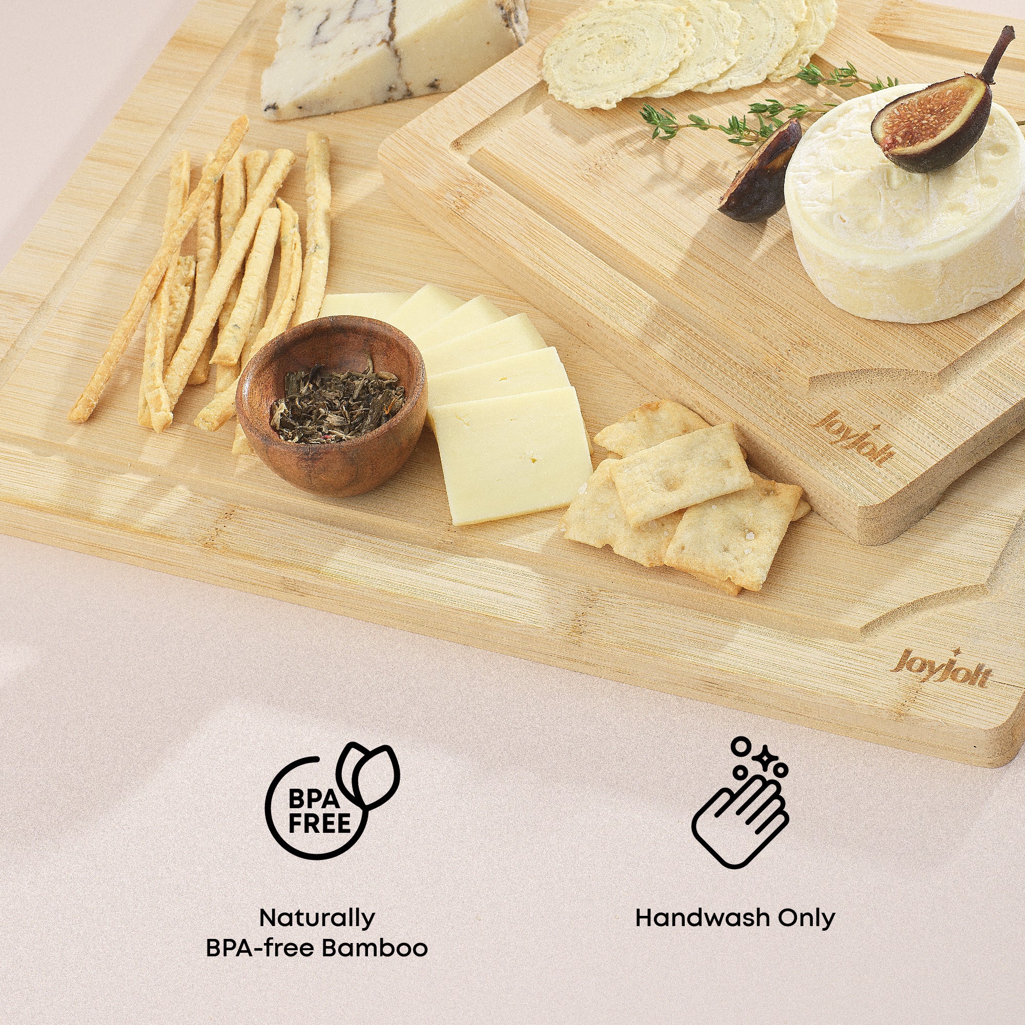 JoyJolt planches à découper bambou lot de 3 rainure jus