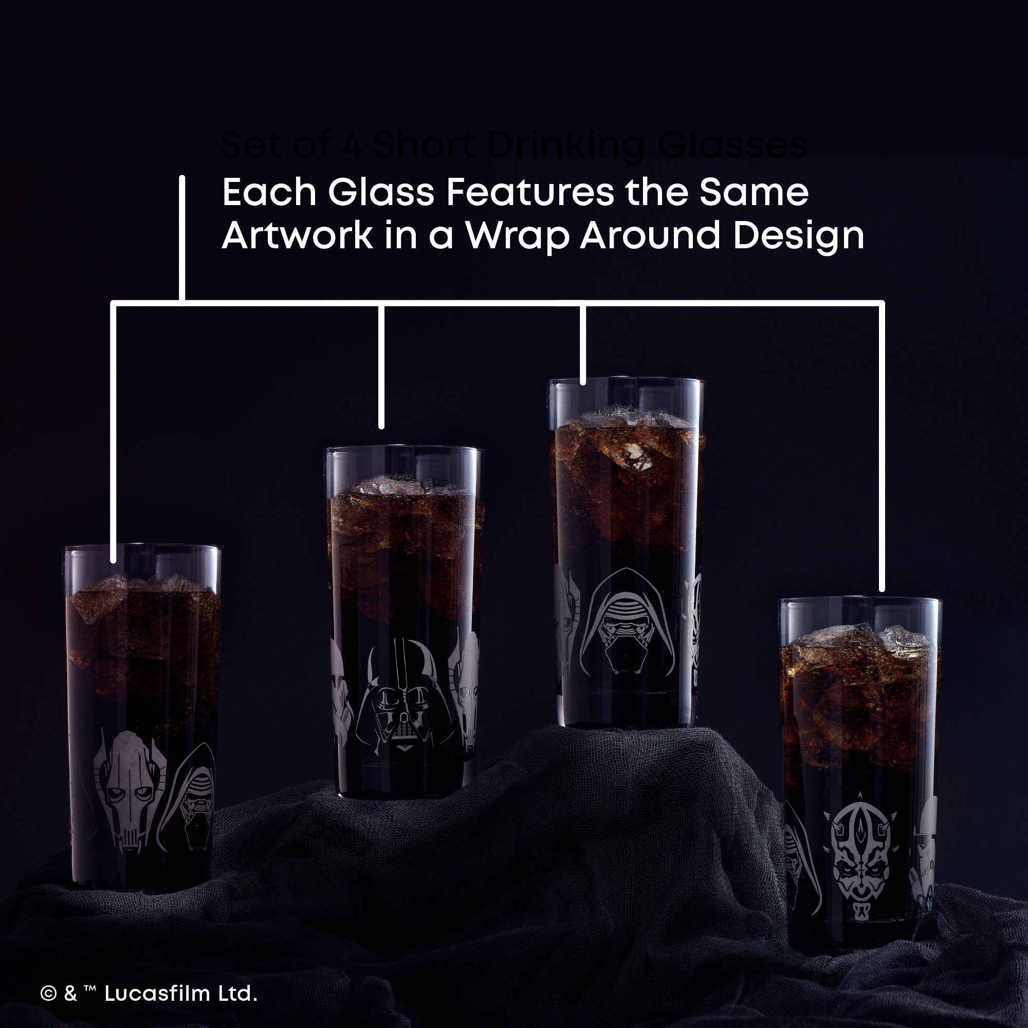 JoyJolt Star Wars Dark Side verres hauts lot 4 47 cl