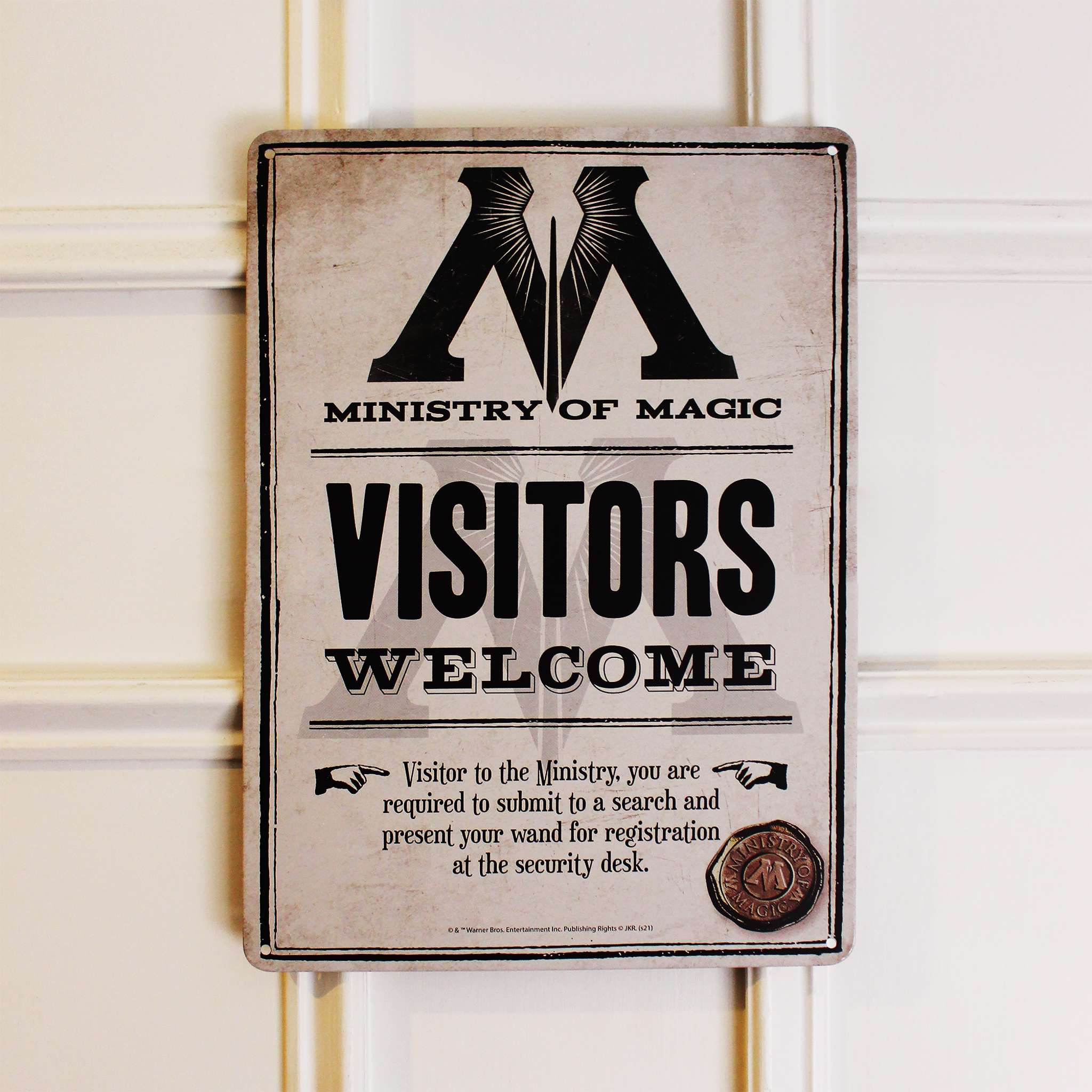 HMB Harry Potter Ministry plaque tôle métal A5