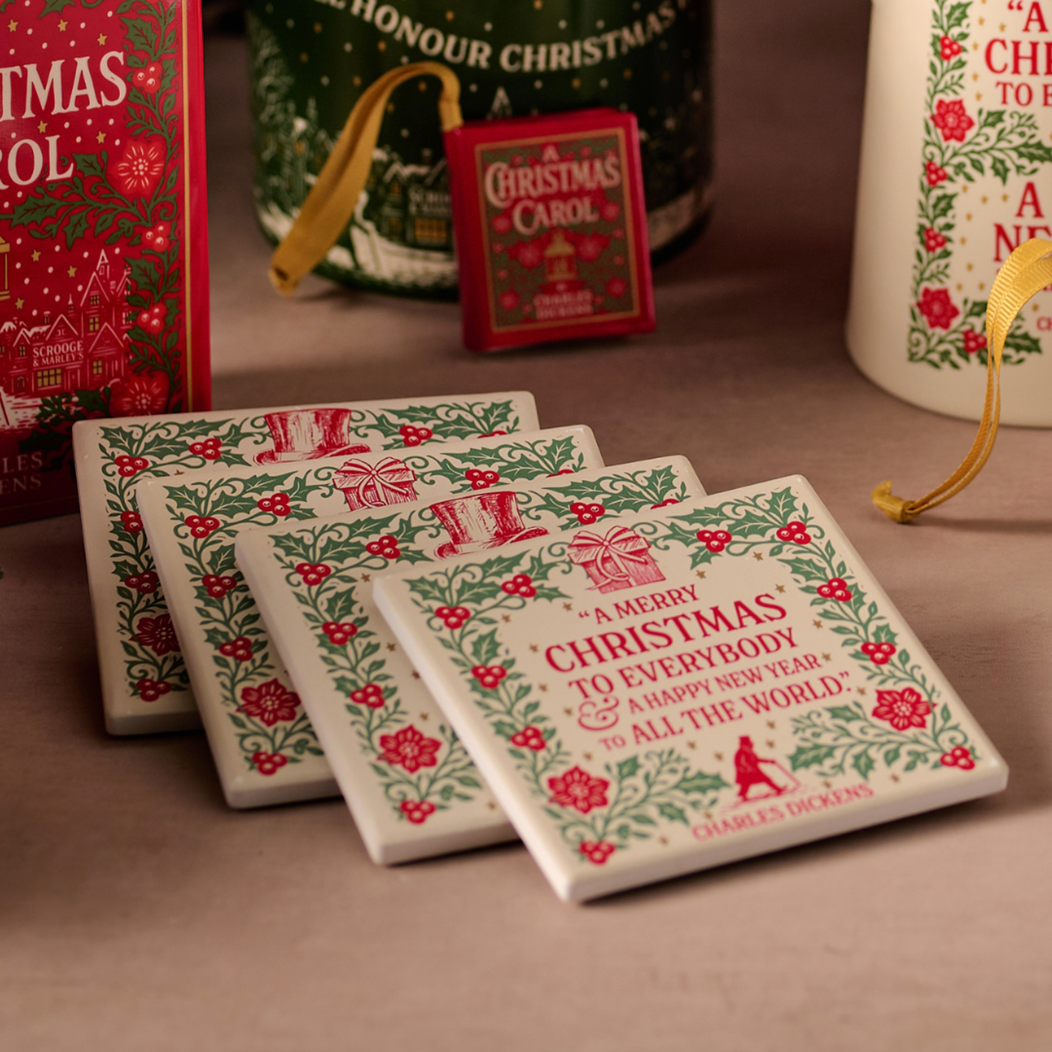 HMB A Christmas Carol sous-verres céramique lot de 2 carré