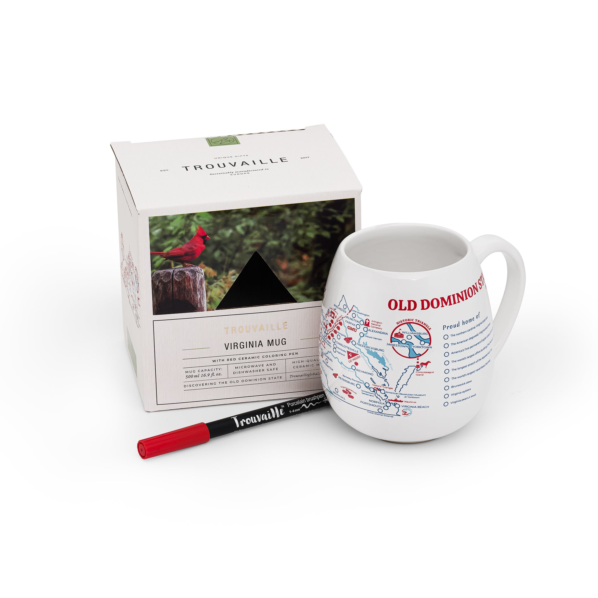 Trouvaille Global Virginia Map mug voyage à colorier