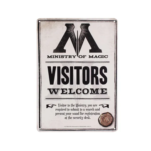 HMB Harry Potter Ministry plaque tôle métal A5