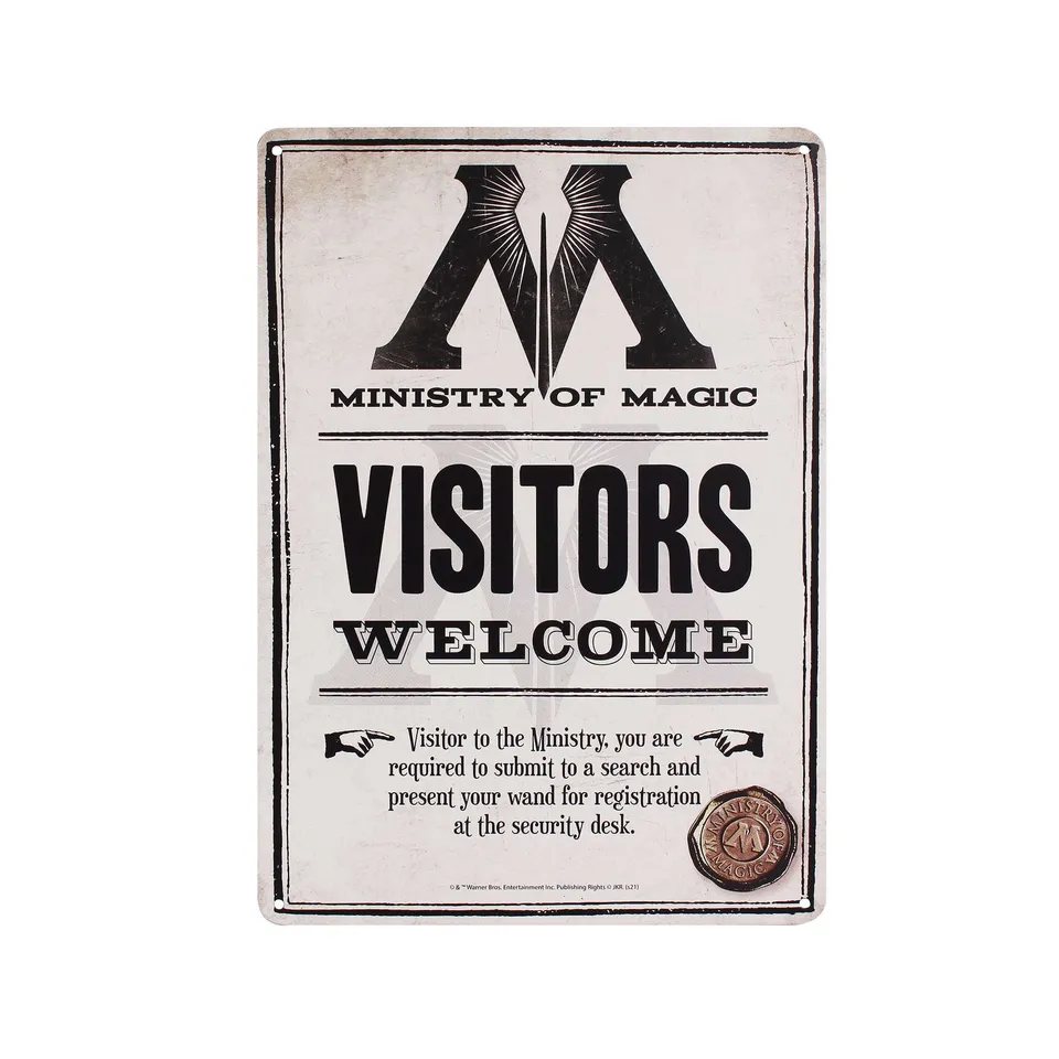 HMB Harry Potter Ministry plaque tôle métal A5