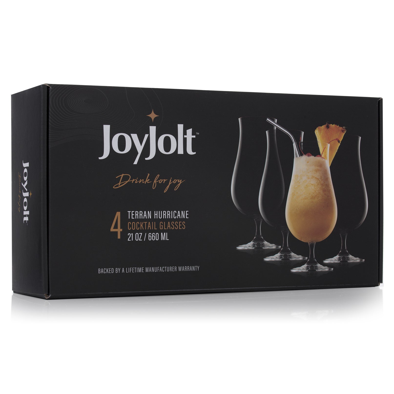 JoyJolt Terran verre cocktail hurricane 62 cl lot de 4 sur pied