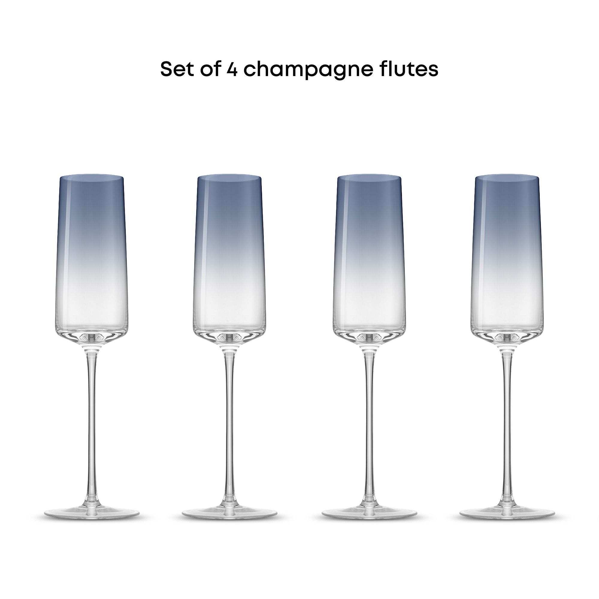 JoyJolt Sidney Blue Ombre flûtes champagne 21 cl lot 4