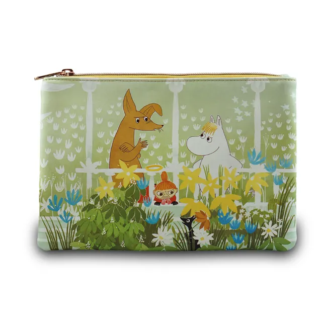 Moomin Balcony trousse PU verte 16x24 similicuir