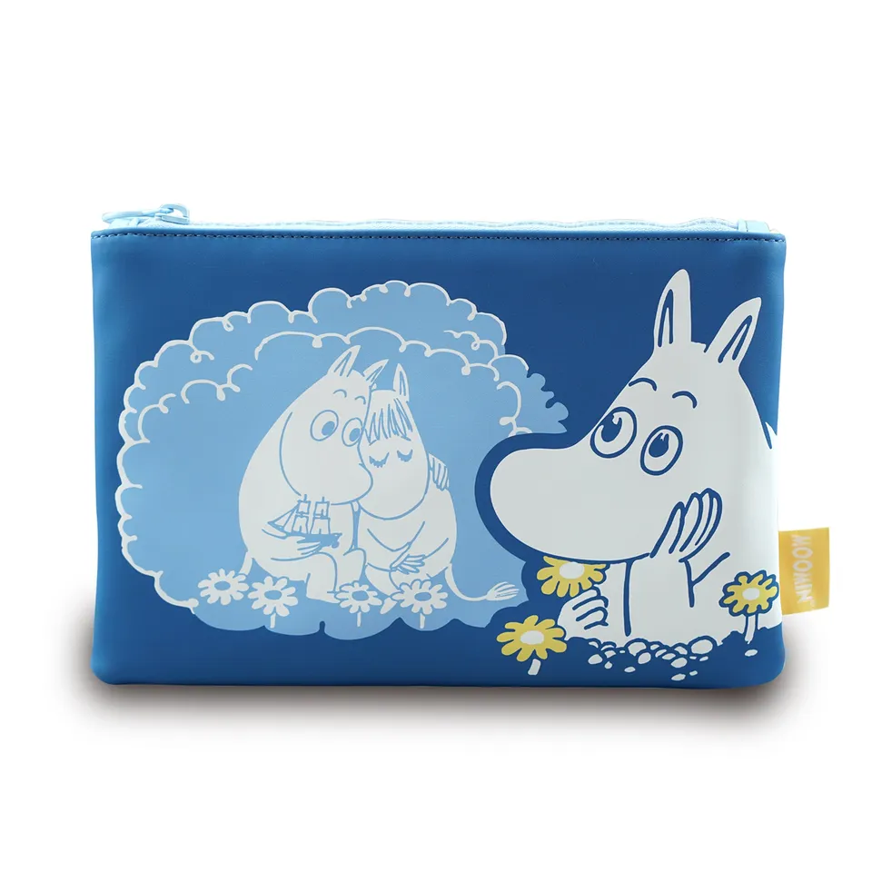 Moomin Daydreaming trousse 16x24 cm simili cuir bleu