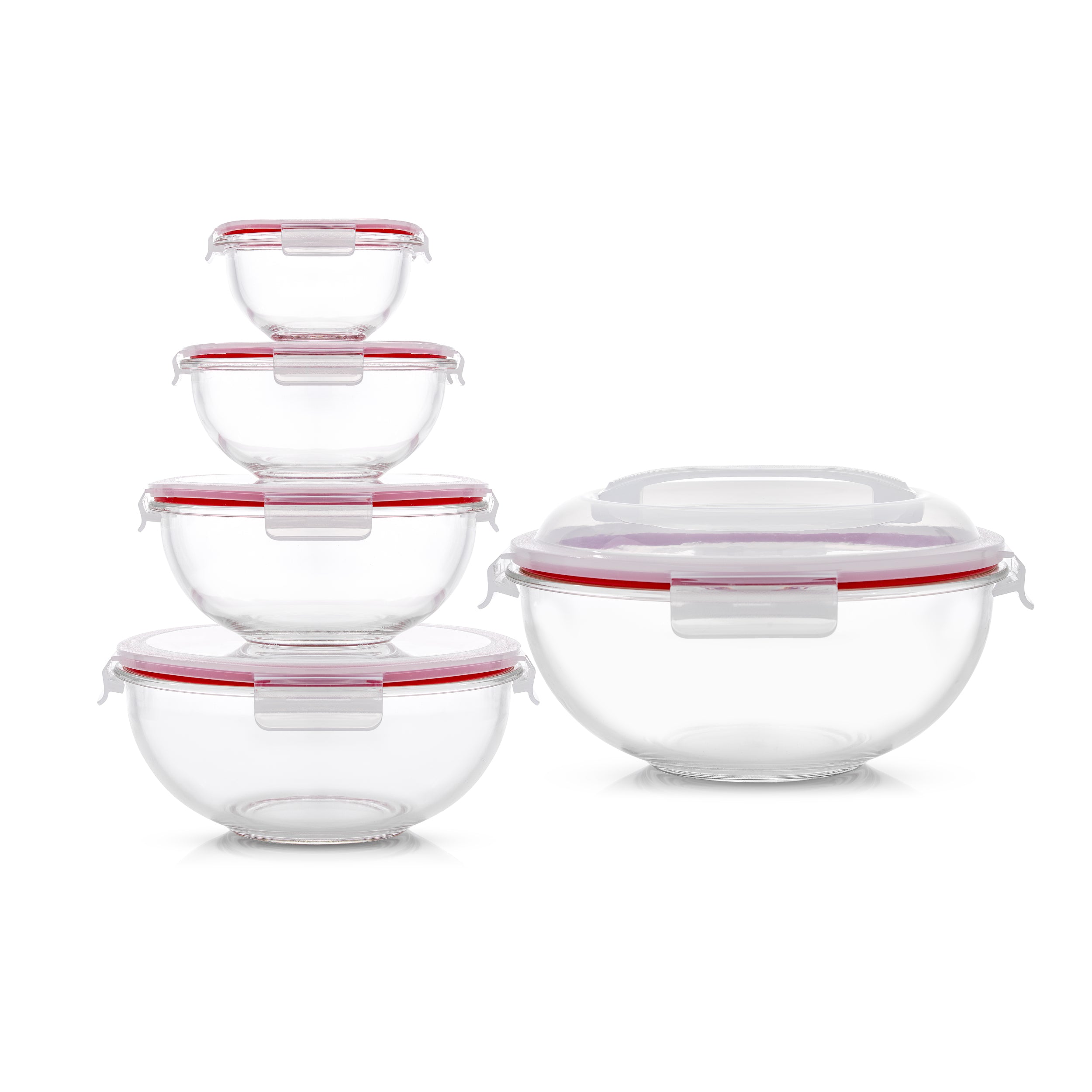 JoyJolt JoyFul saladier en verre lot de 5 avec couvercles