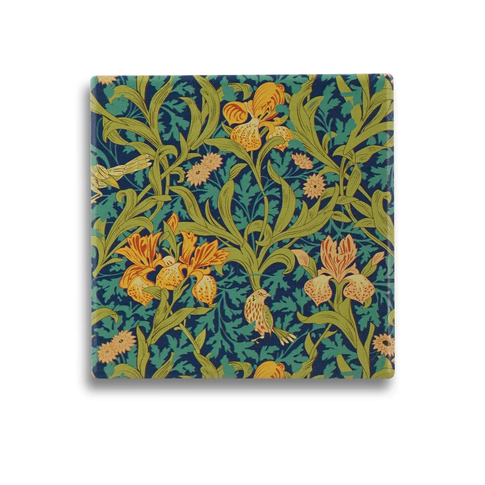 Arts & Crafts Society Dessous de verre Iris vert céramique