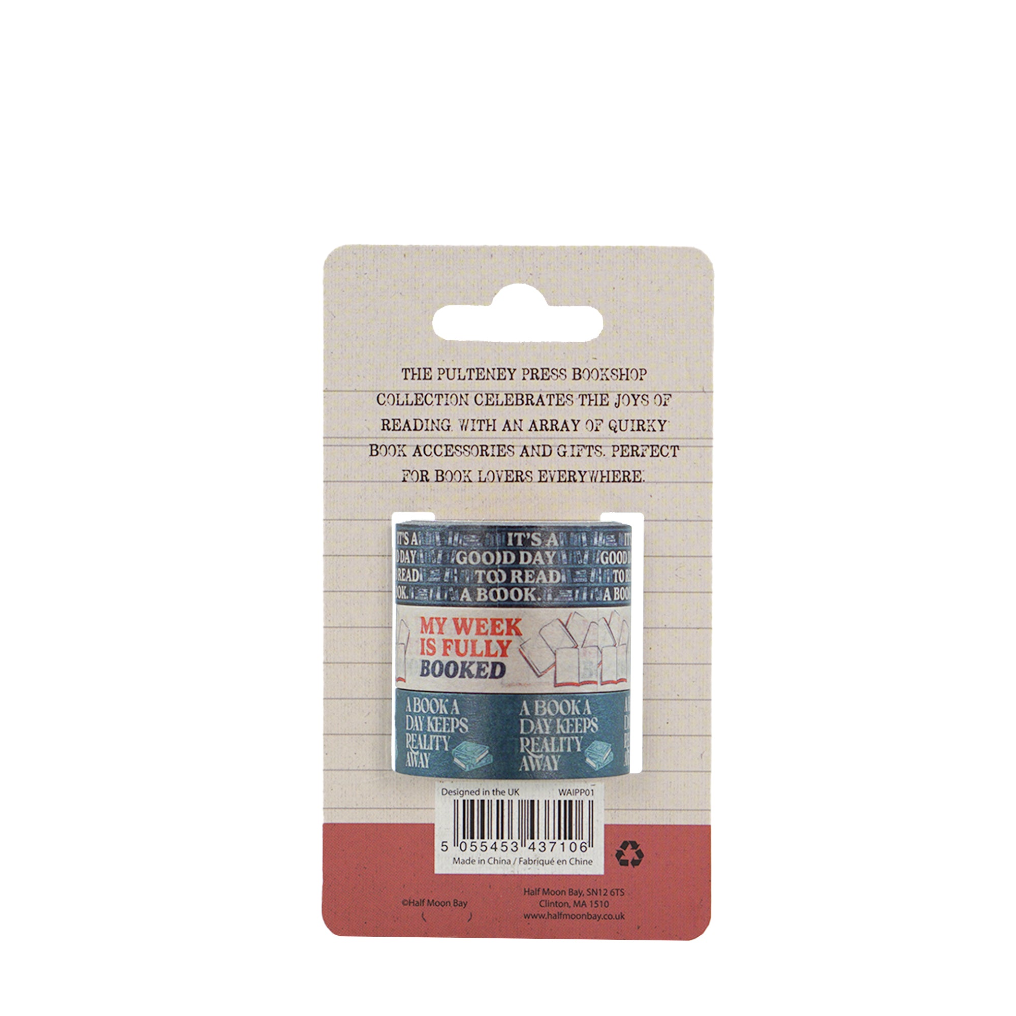 Pulteney Press Bookshop lot 3 washi tape bleu 5 m