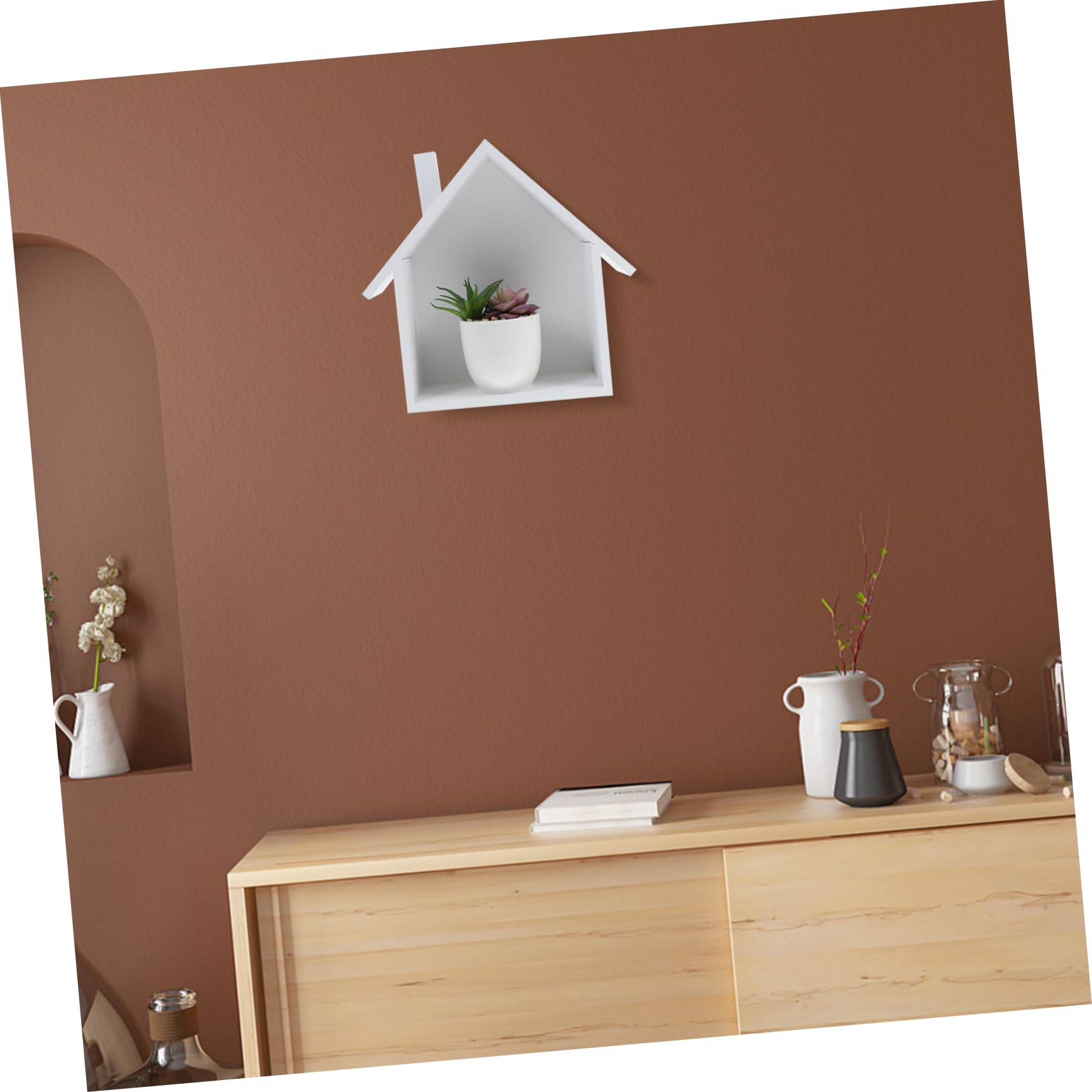 Alipis étagère murale maison bois blanche