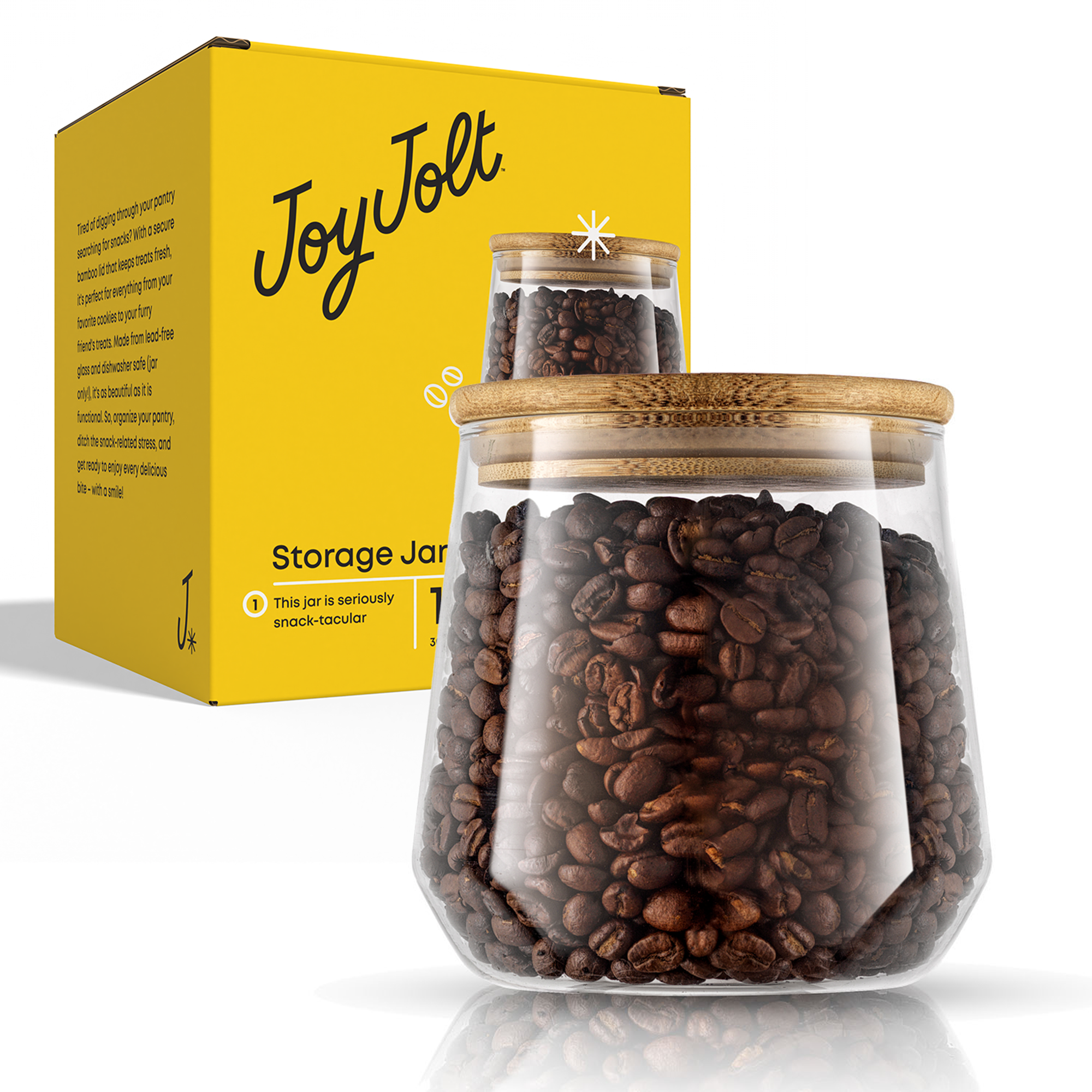 JoyJolt Joyful bocal verre 89 cl couvercle bambou hermétique