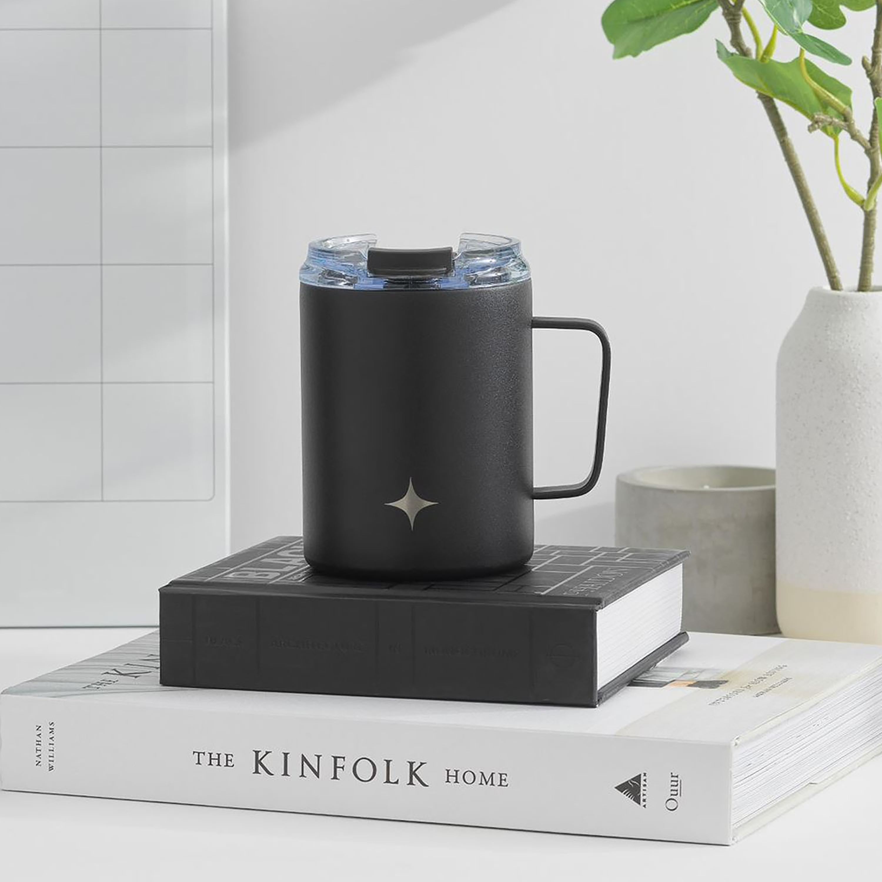 JoyJolt mug isotherme inox 38 cl poignée couvercle voyage