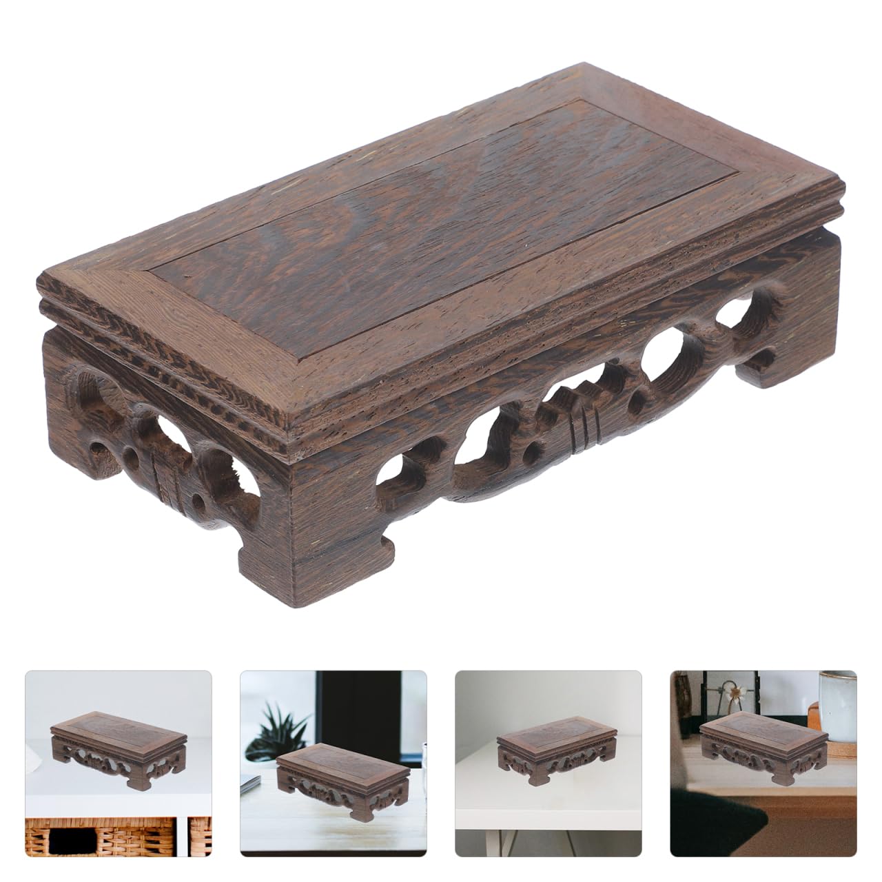 Alipis support plante bois socle asiatique 13x7 cm