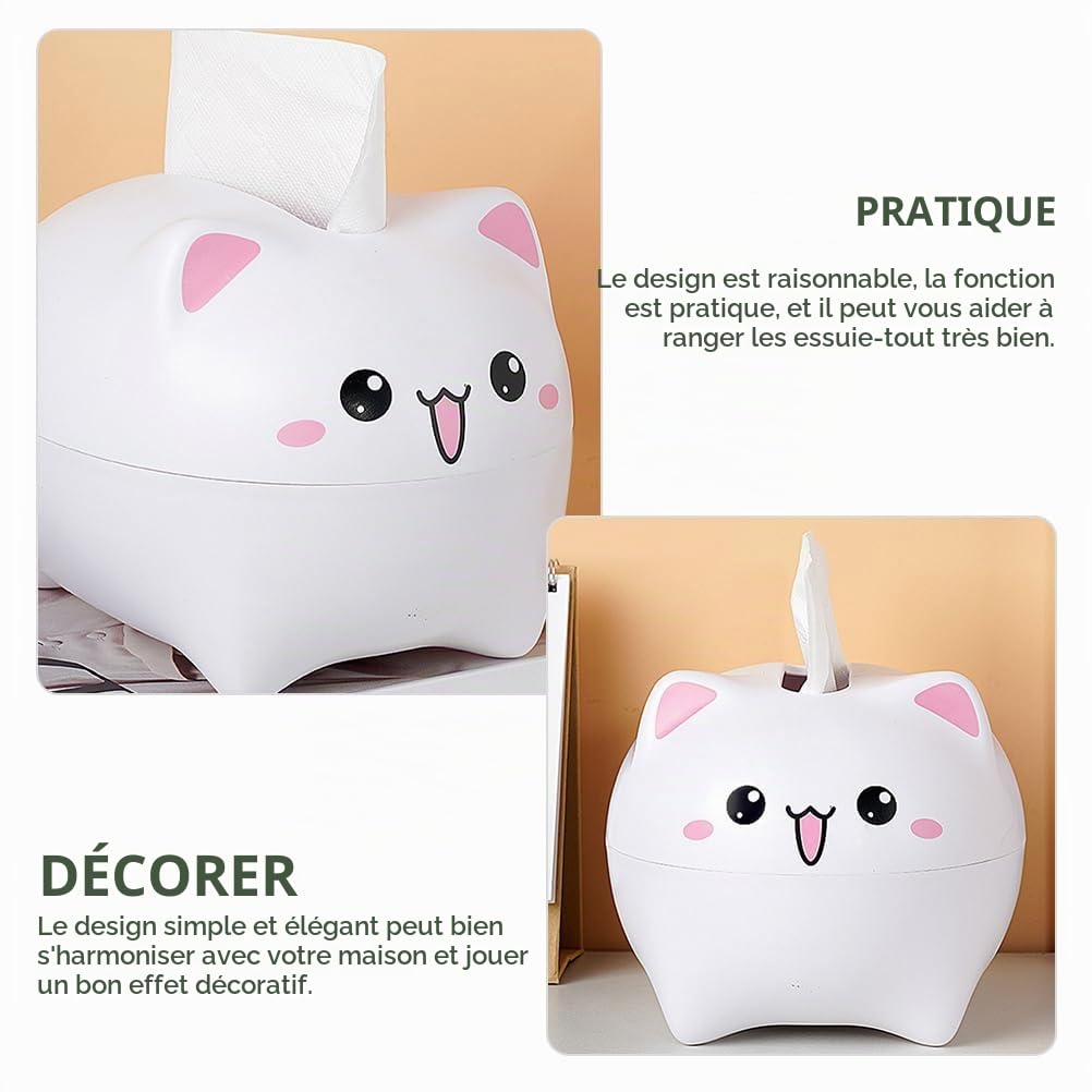 Alipis boîte à mouchoirs chat kawaii ABS compacte