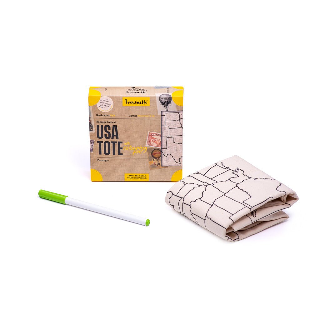 Trouvaille USA Map tote bag à colorier coton