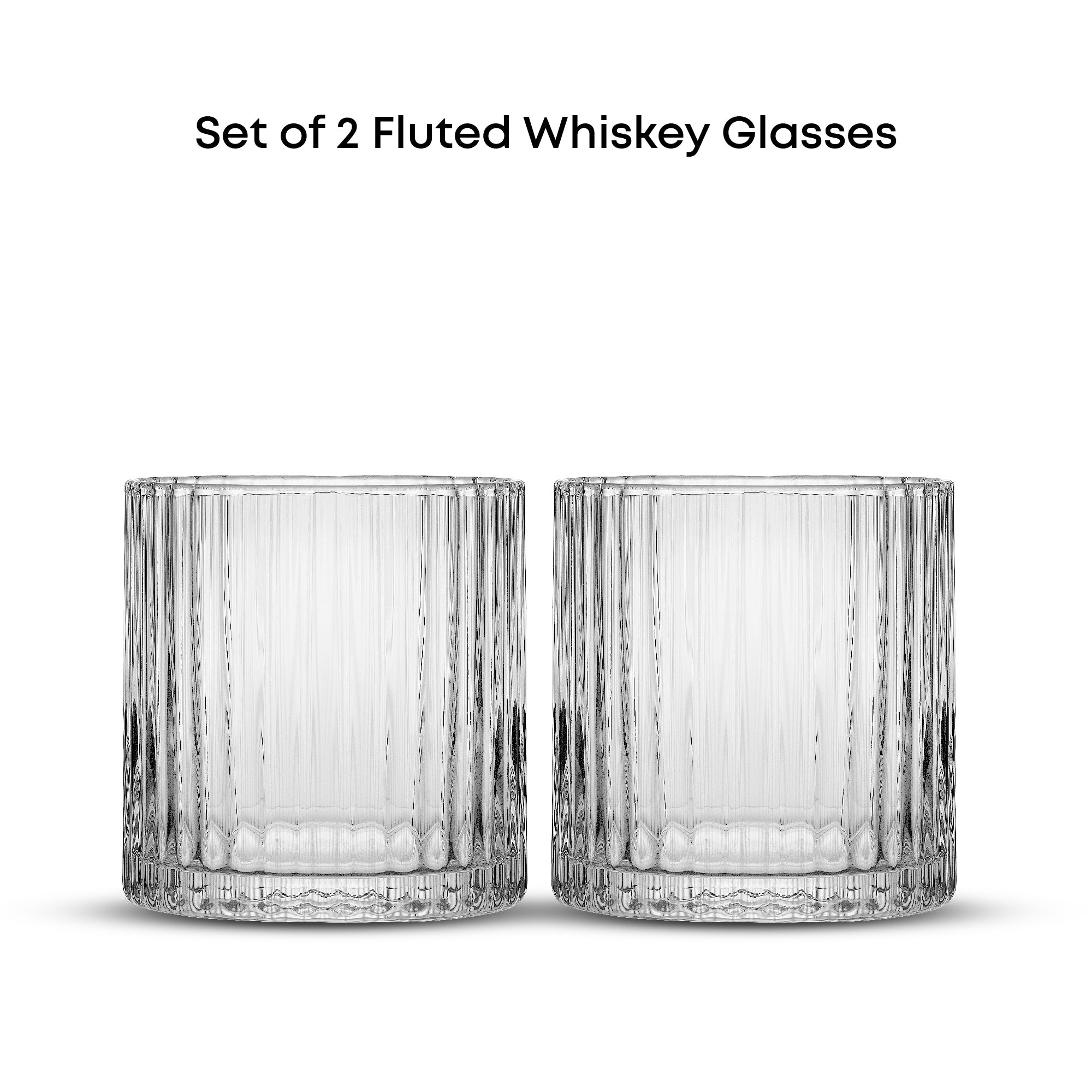 JoyJolt Elle Fluted Cylinder verre whisky lot 2 strié