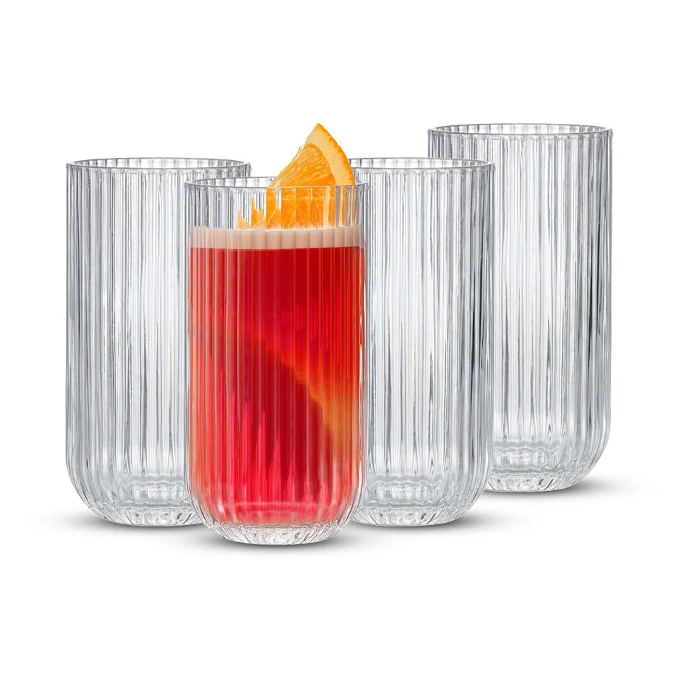 JoyJolt Lotus verre highball strié 47 cl x4