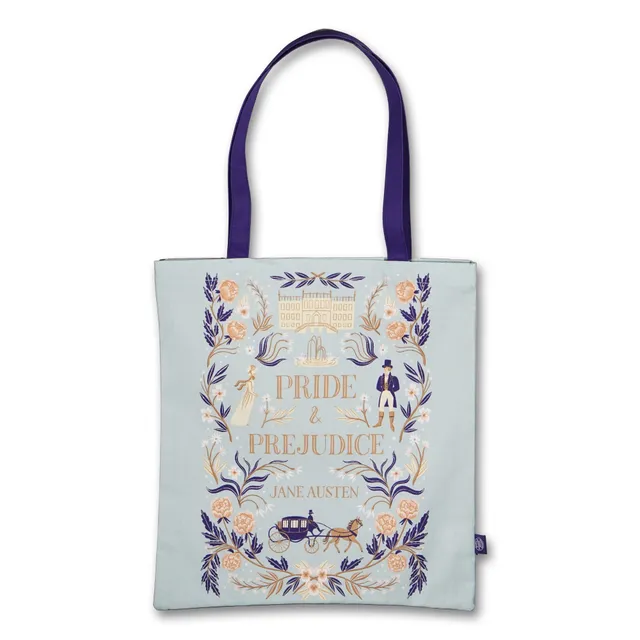Jane Austen Pride & Prejudice sac cabas coton recyclé bleu