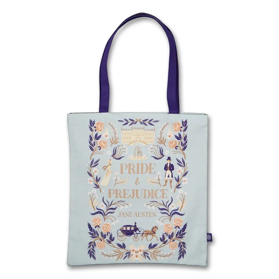 Jane Austen Pride & Prejudice sac cabas coton recyclé bleu