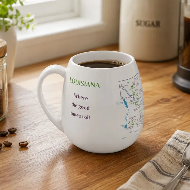 Trouvaille Global Louisiana Map mug voyage à colorier