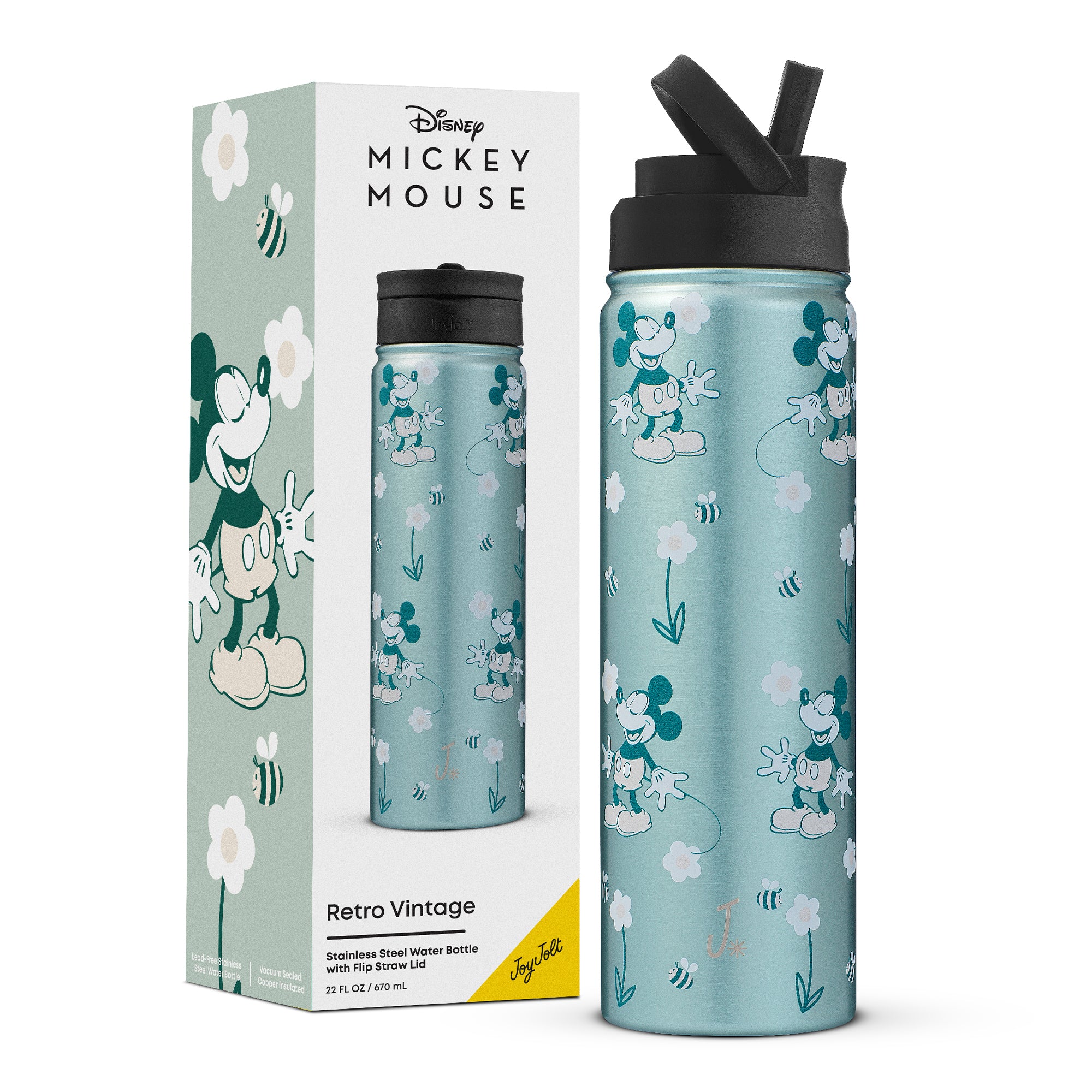 JoyJolt Mickey gourde inox 22 oz rétro avec paille