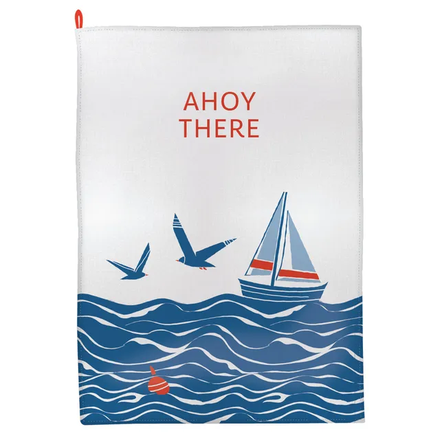 HMB Coastal Ahoy There torchon coton recyclé bleu