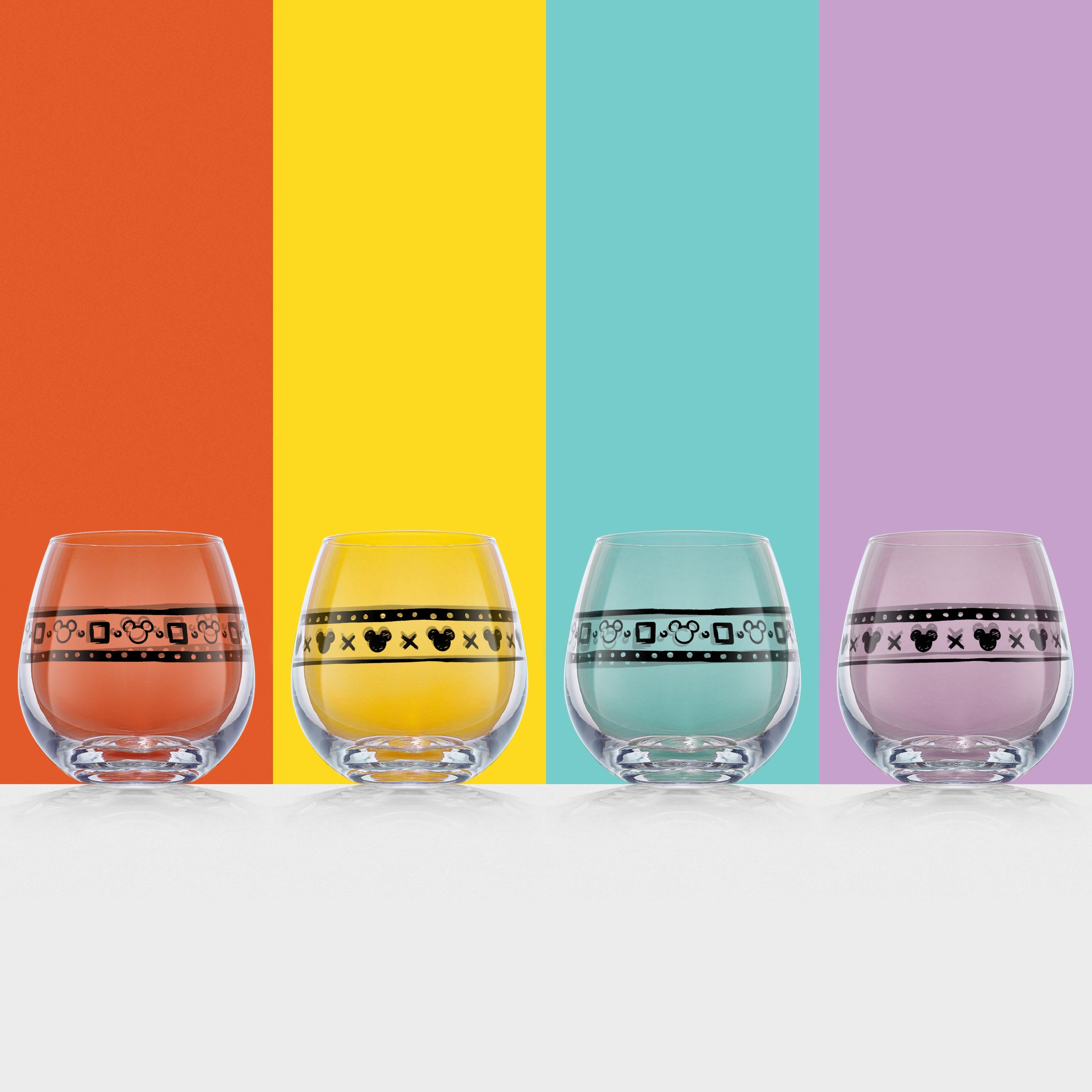 JoyJolt Geo Picnic verres vin sans pied Mickey 4x44 cl blanc