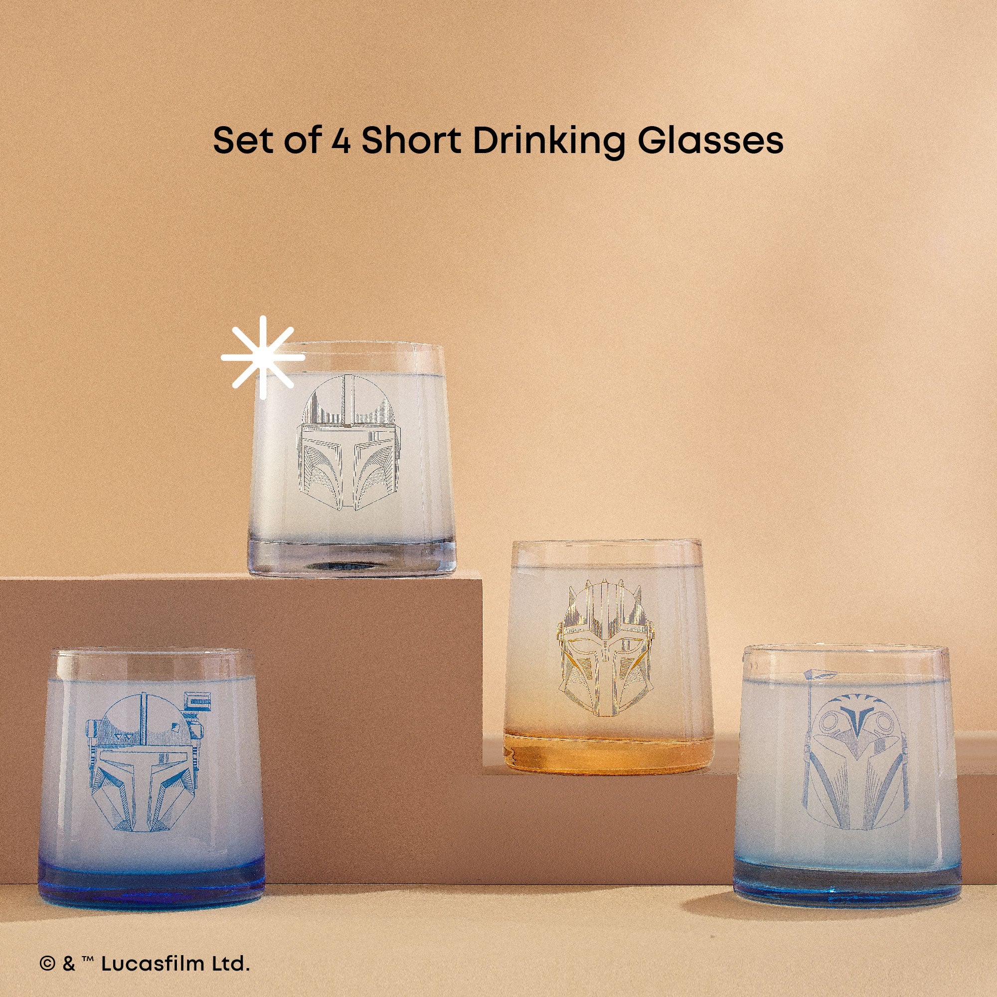 Star Wars Mandalorian verre à whisky 30 cl lot de 4 casques