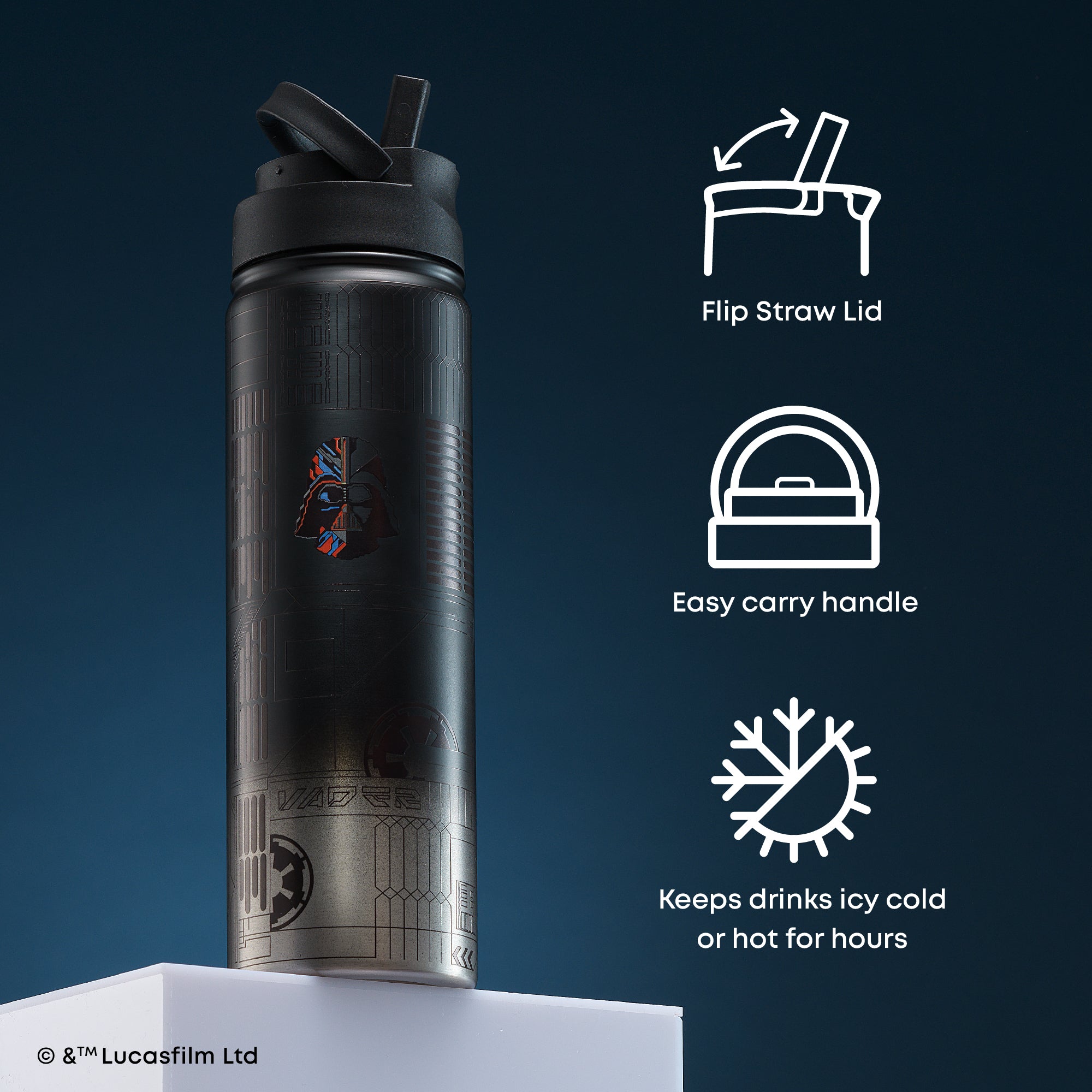 JoyJolt Star Wars Darth Vader gourde inox 65 cl paille