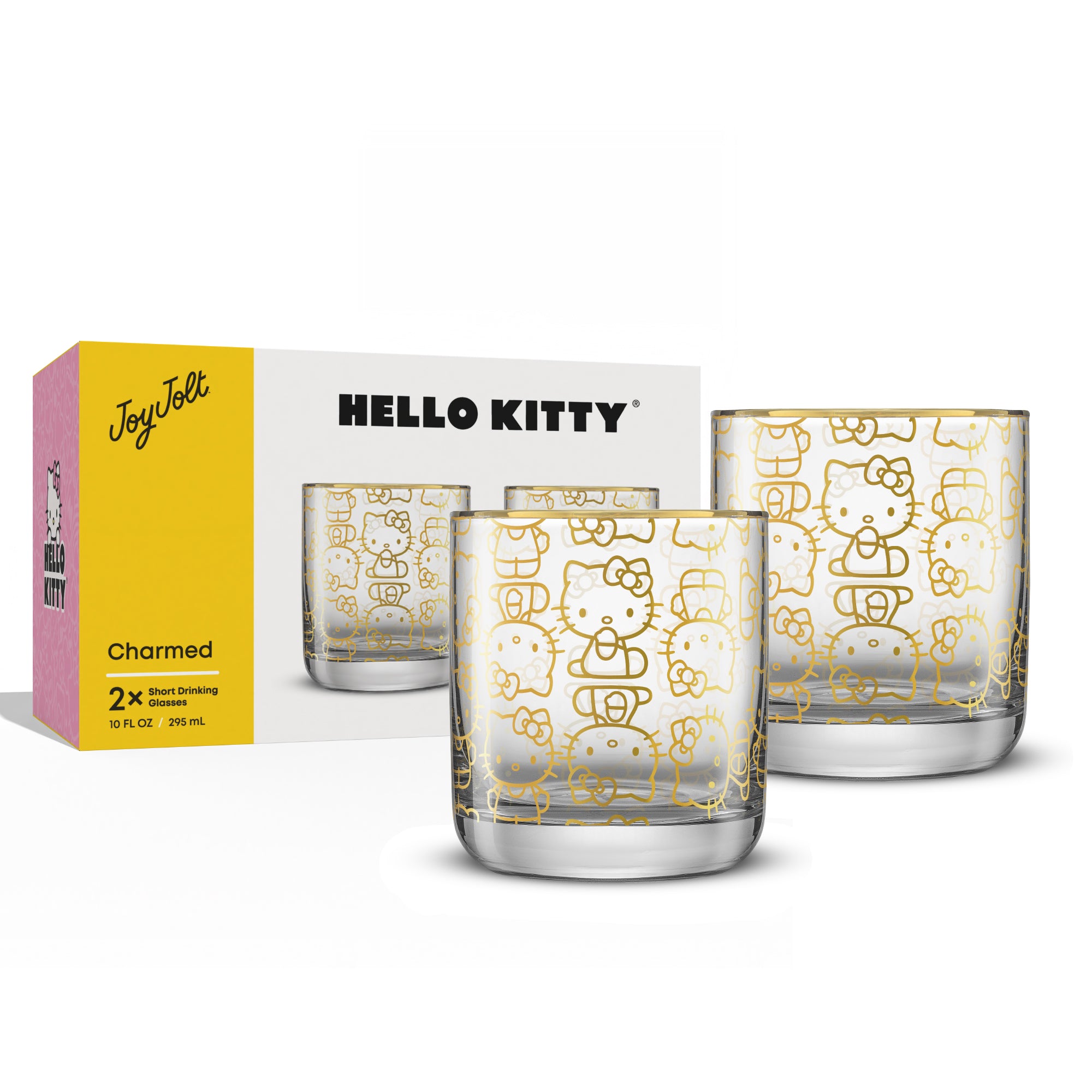 JoyJolt Hello Kitty Charmed verres courts 30 cl lot 2 doré