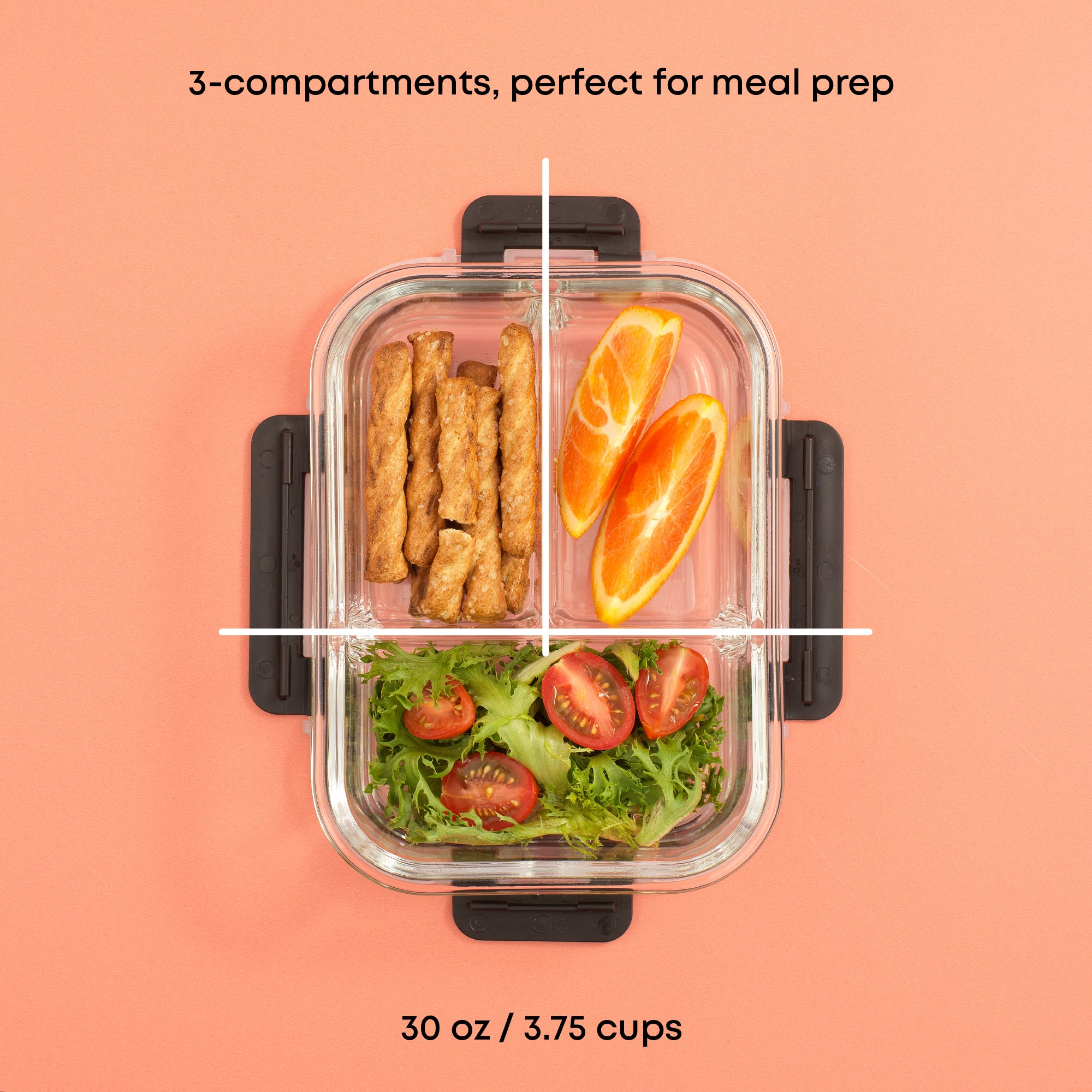 JoyJolt 3-Sectional boite verre repas lot 5 verre 89 cl 3 compartiments