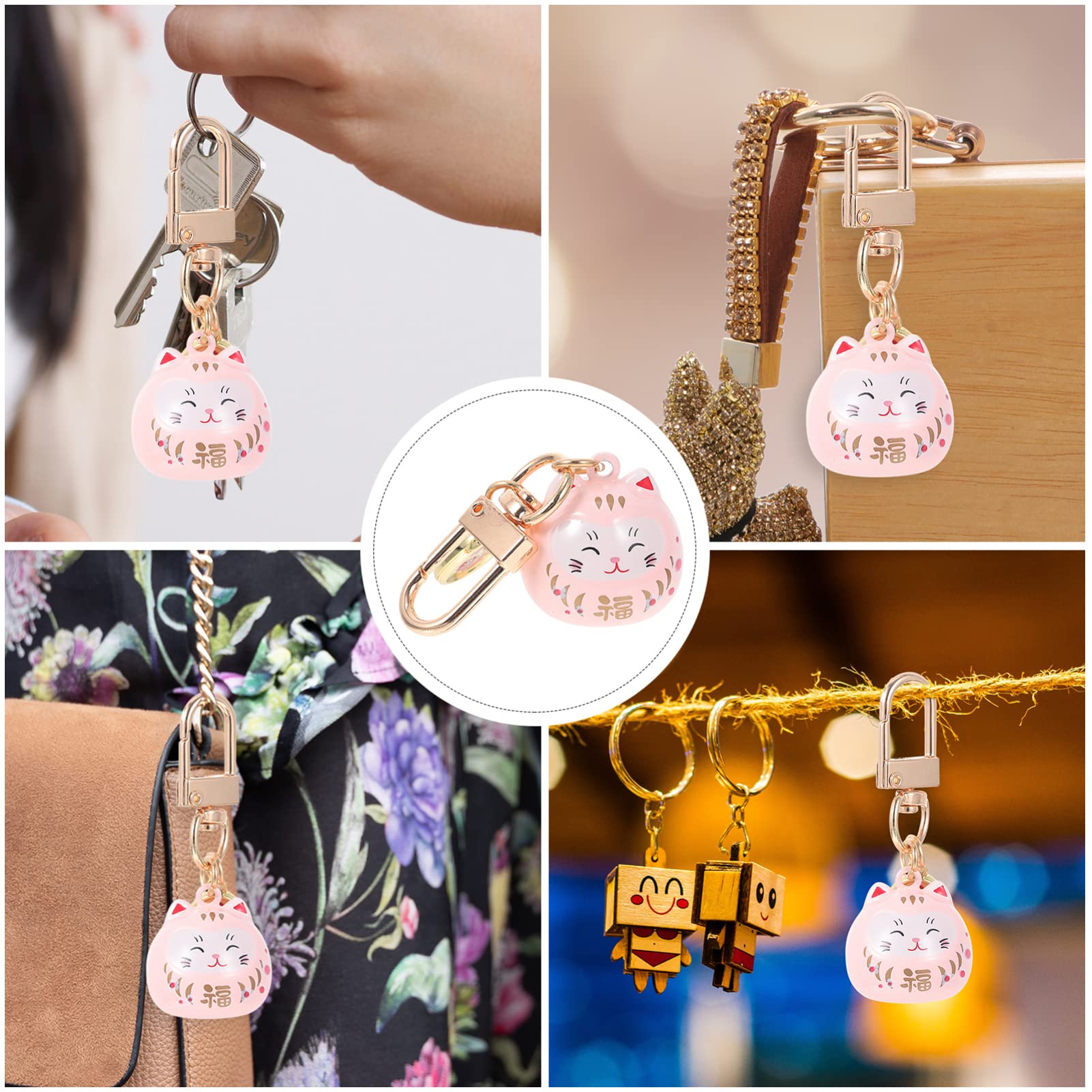 Alipis Maneki Neko porte-clés chat rose céramique